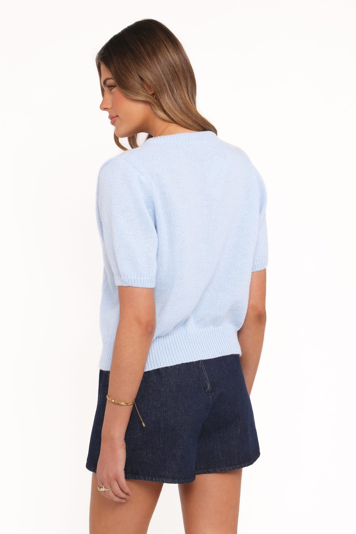 Koskie Tie Knit Top in Blue – view 5 of 8