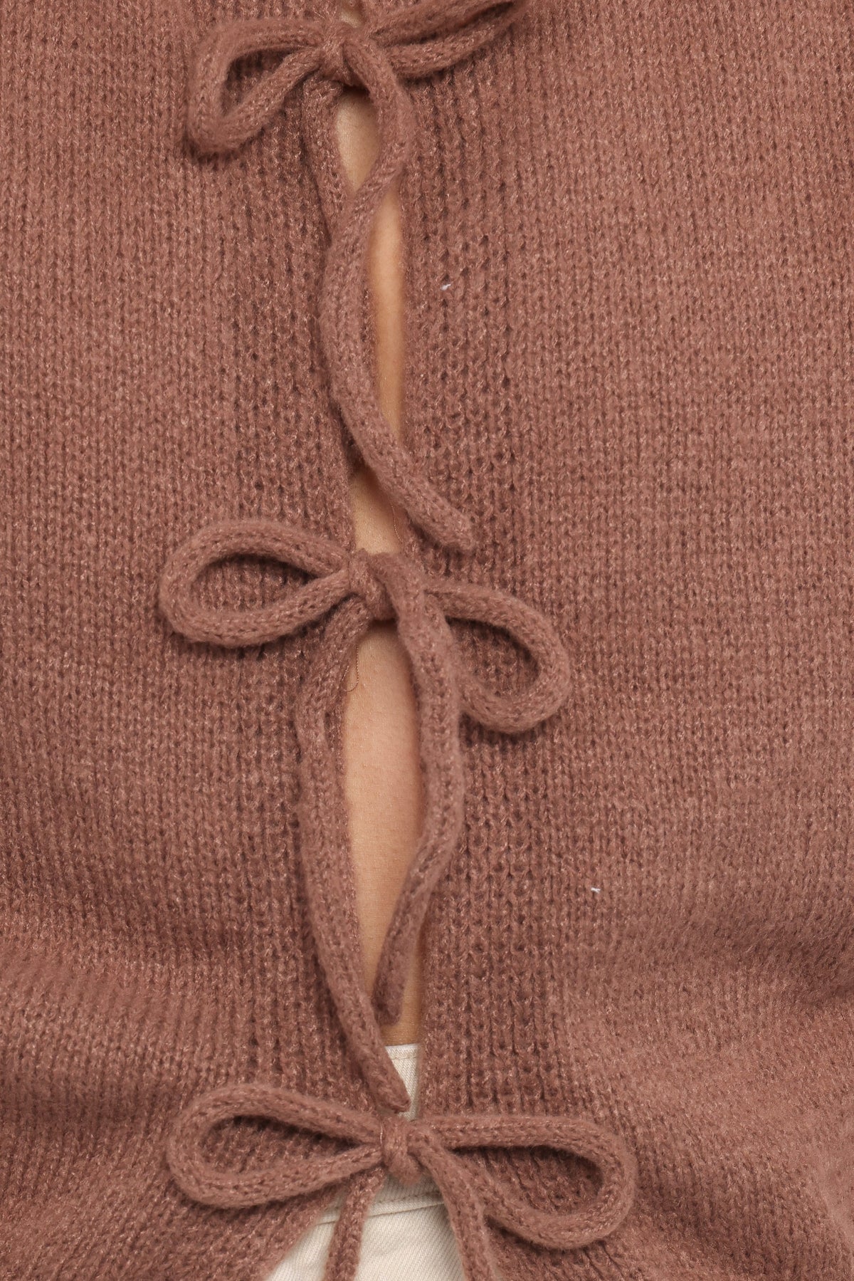 Koskie Tie Knit Top in Chocolate – view 7 of 8