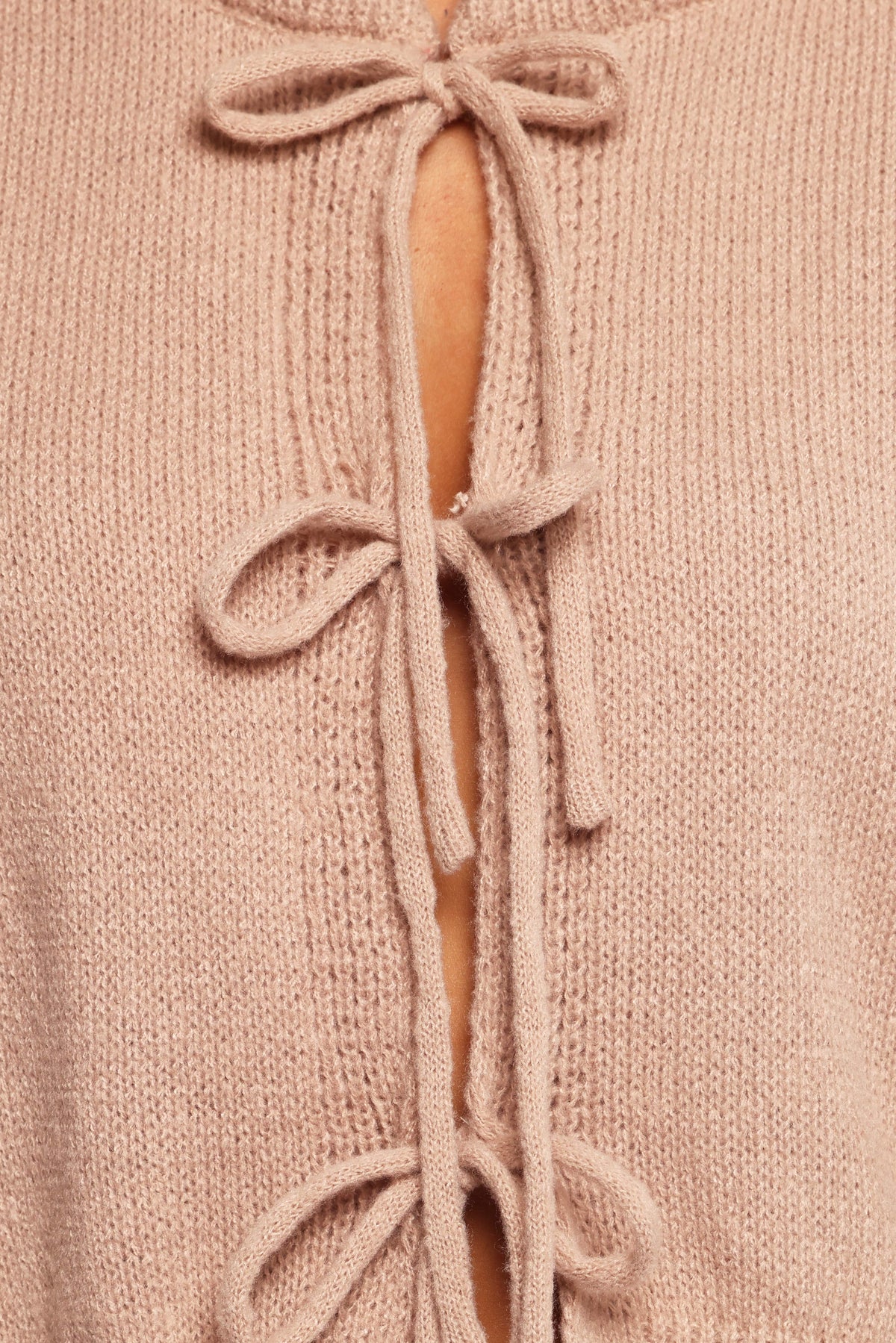 Koskie Tie Knit Top in Taupe – view 7 of 8