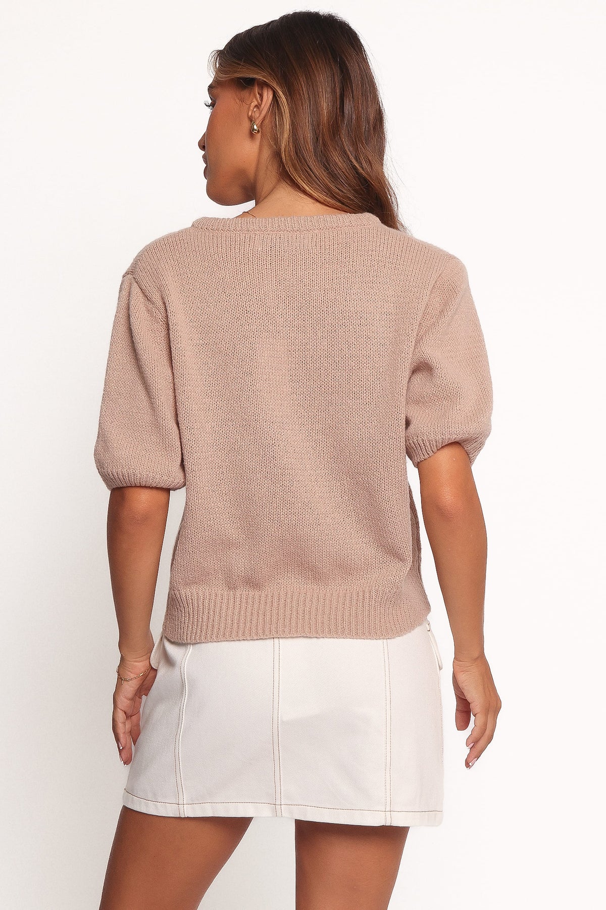 Koskie Tie Knit Top in Taupe – view 4 of 8