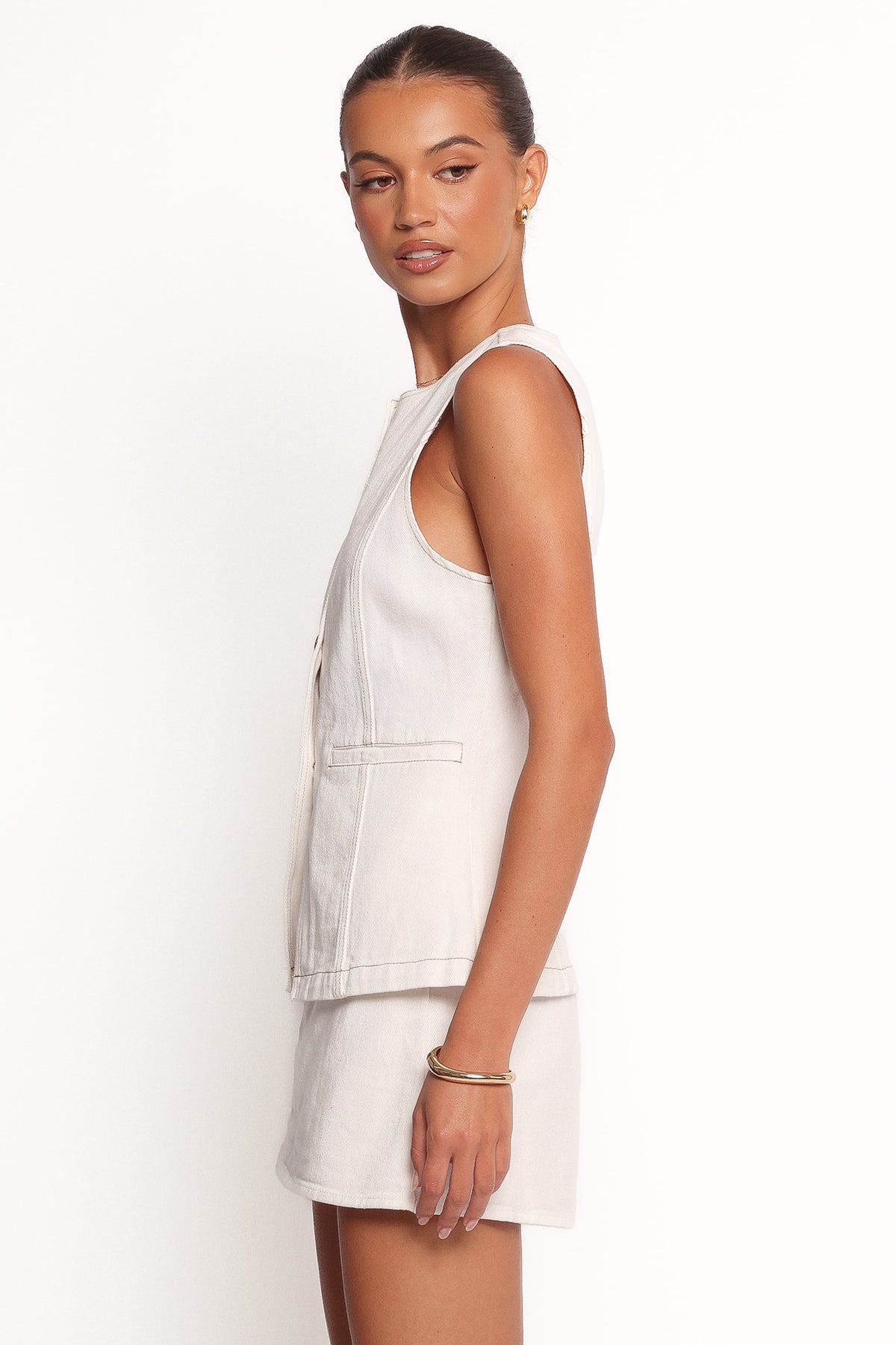 Kristy Denim Vest in White – view 3 of 6