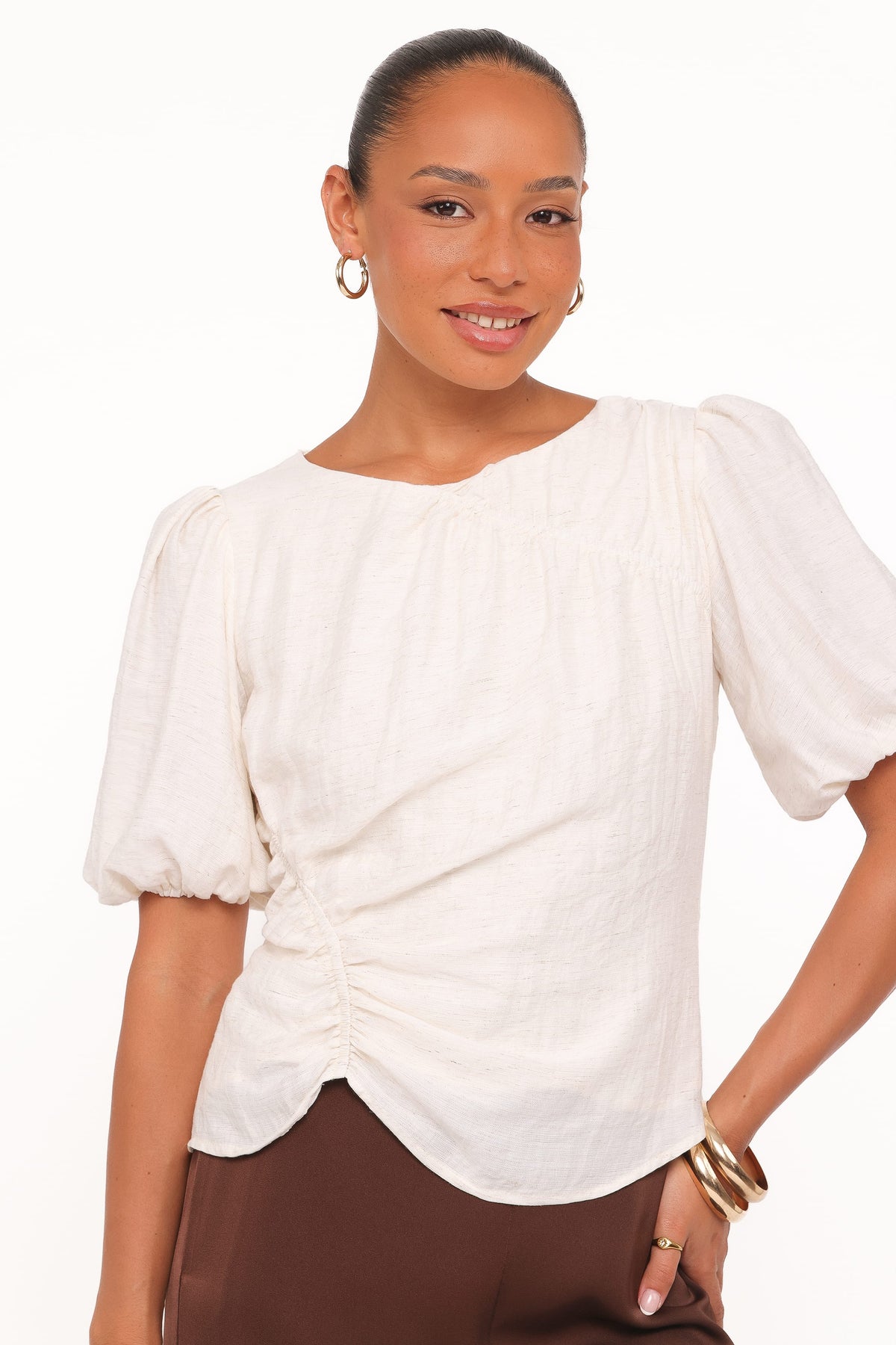 Laurel Puff Sleeve Top in Ivory – view 6 of 7