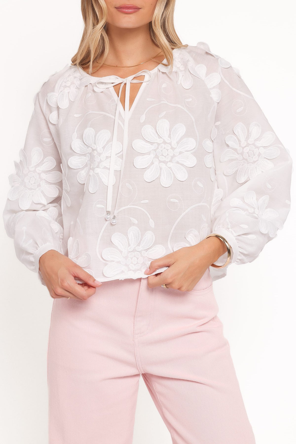Leire Embroidered Blouse in White – view 1 of 6