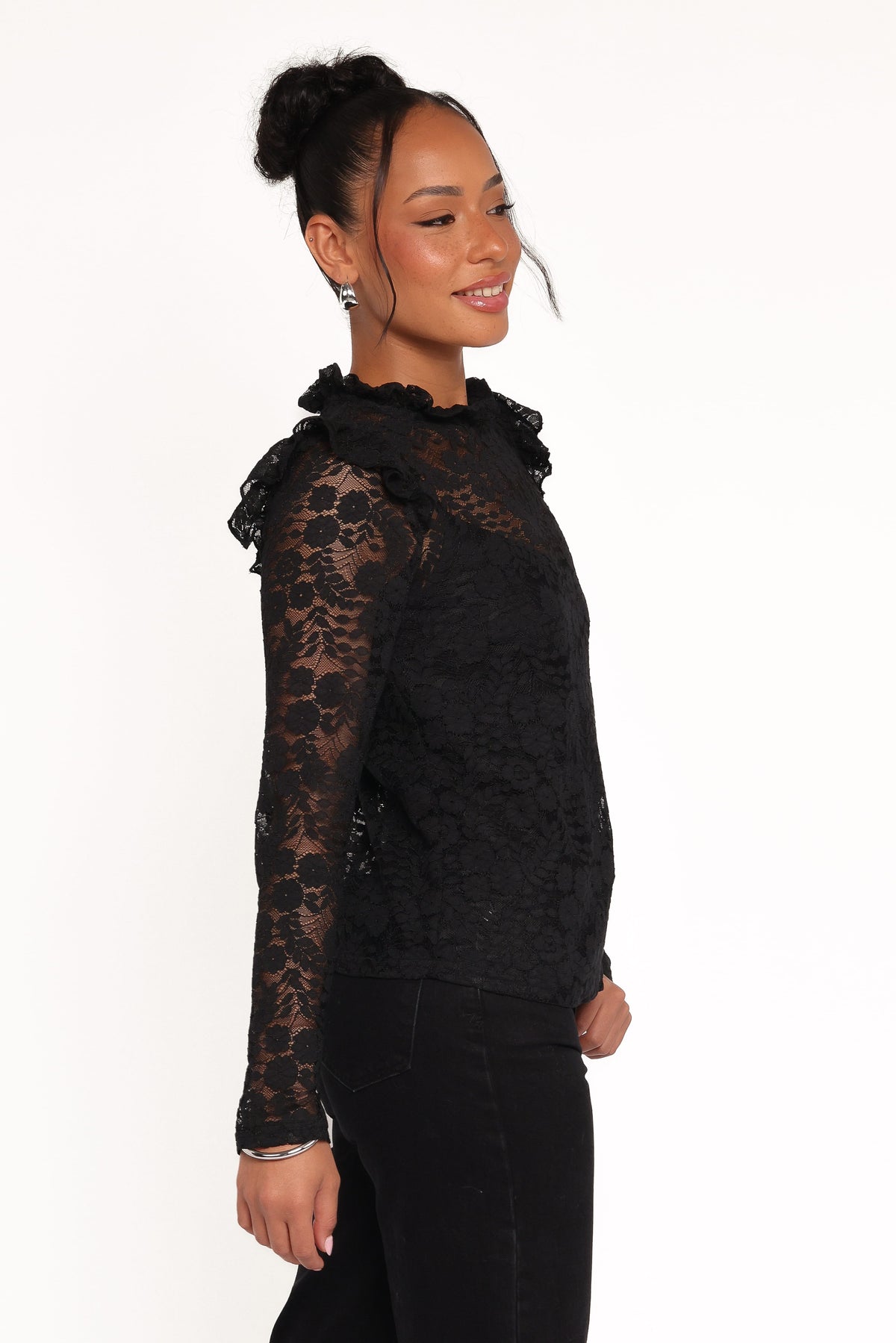 Lettie Lace Ruffle Top in Black – view 4 of 8