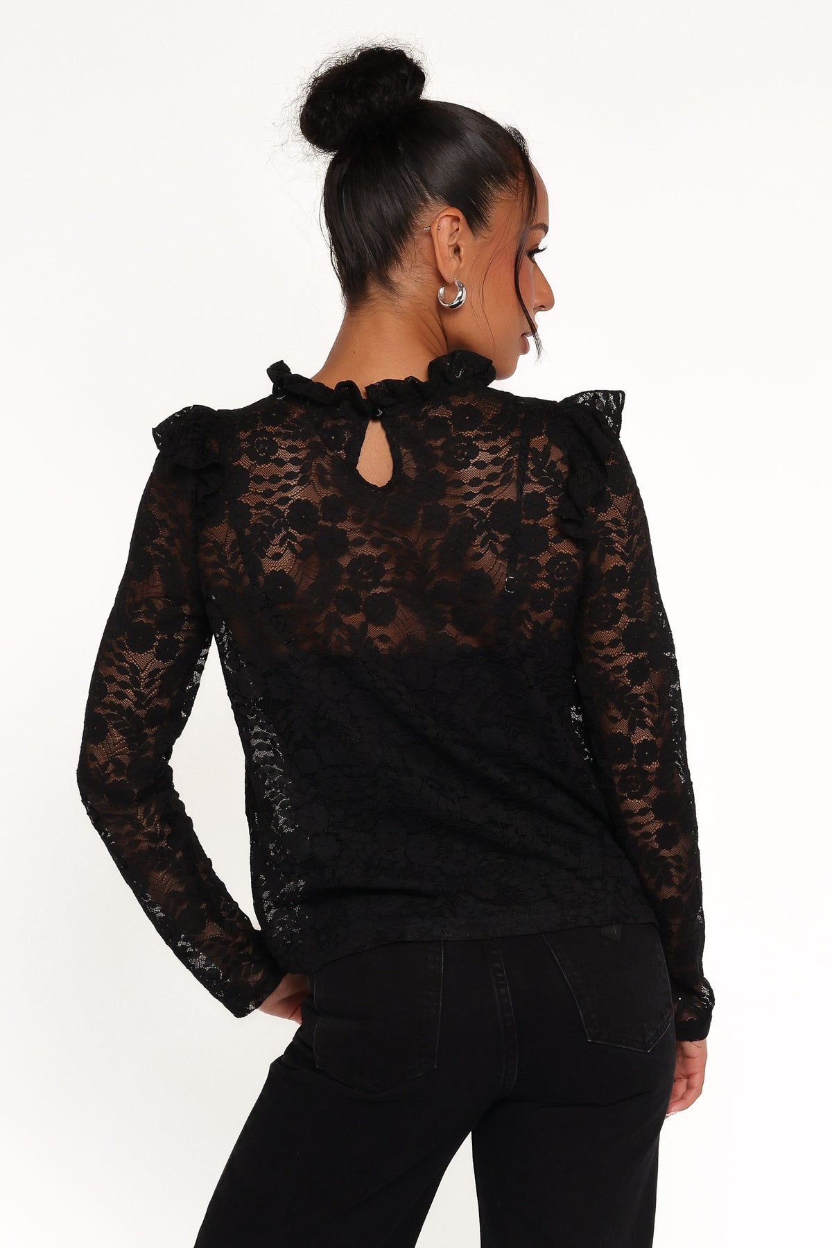 Lettie Lace Ruffle Top in Black – view 3 of 8