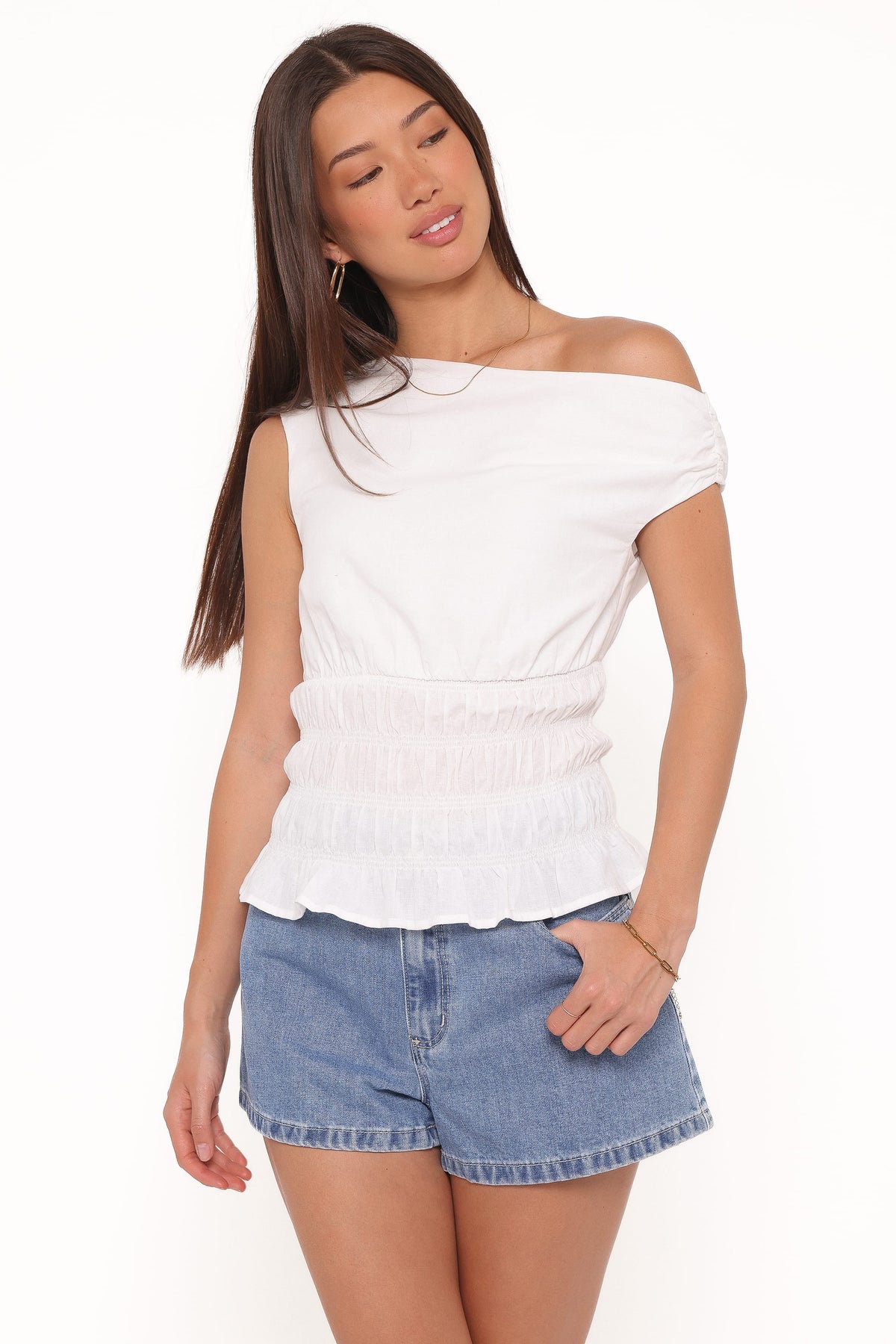 Lia Off Shoulder Top in Ivory – view 1 of 6