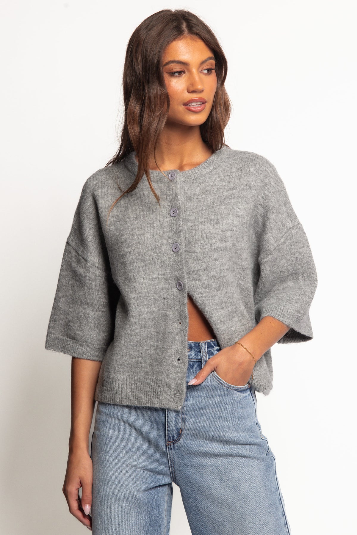 Lilith Knit Top in Grey – view 2 of 7