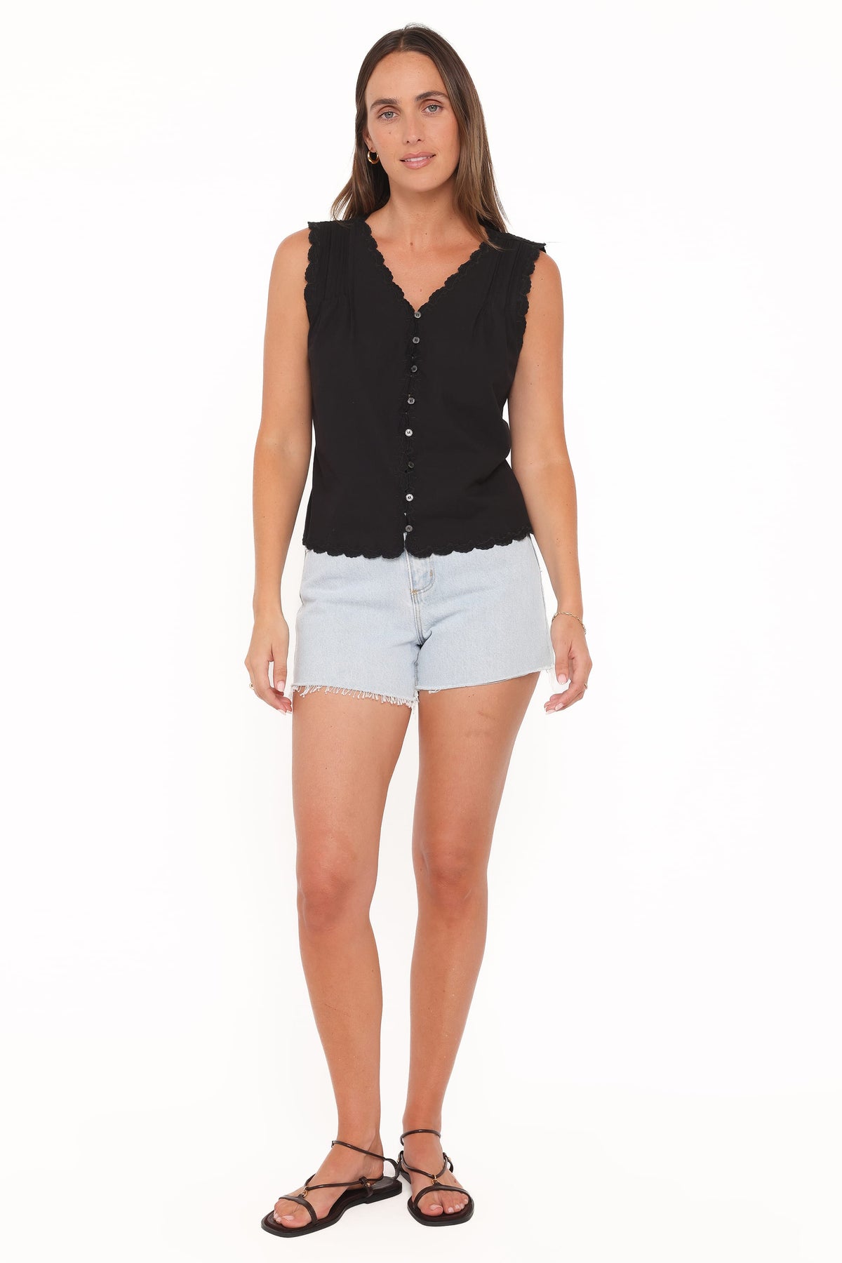 Lori Lace Trim Top in Black – view 5 of 6