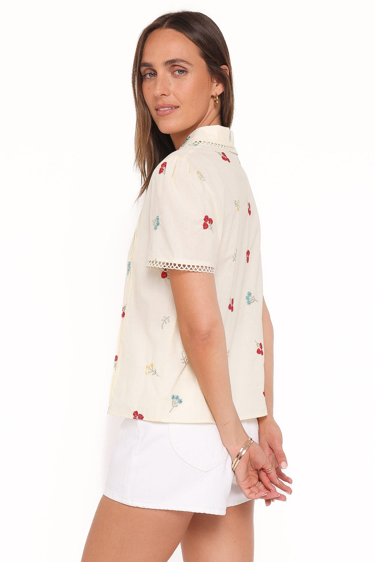 Lucile Embroidered Shirt in Light Yellow – view 4 of 6