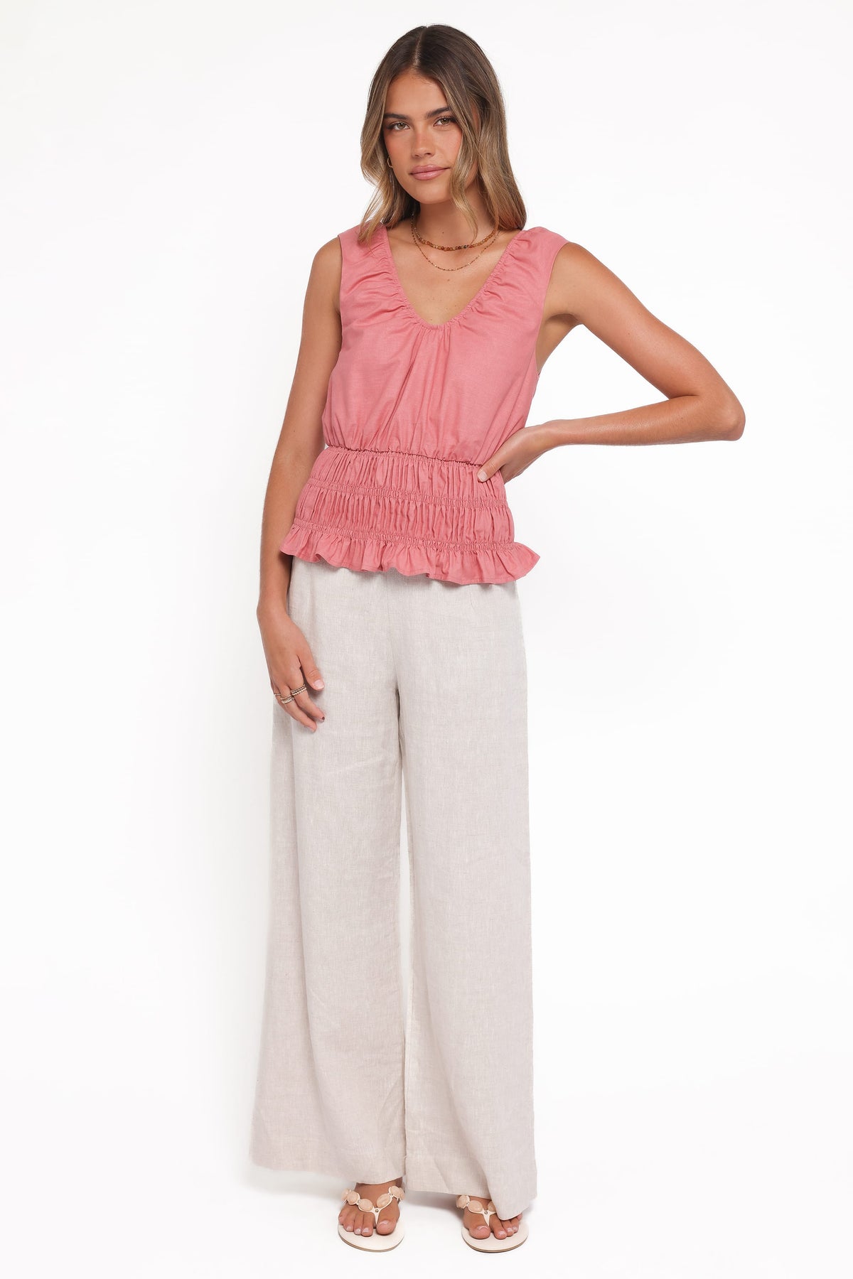 Lucilla Shirred Waist Top in Petal Pink – view 6 of 8