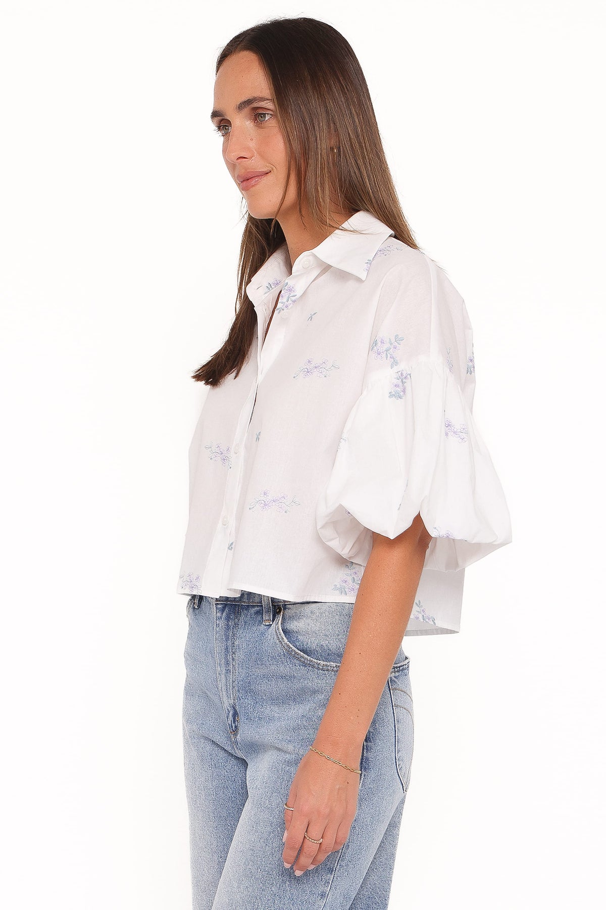 Luneth Button Up Blouse in White – view 5 of 7