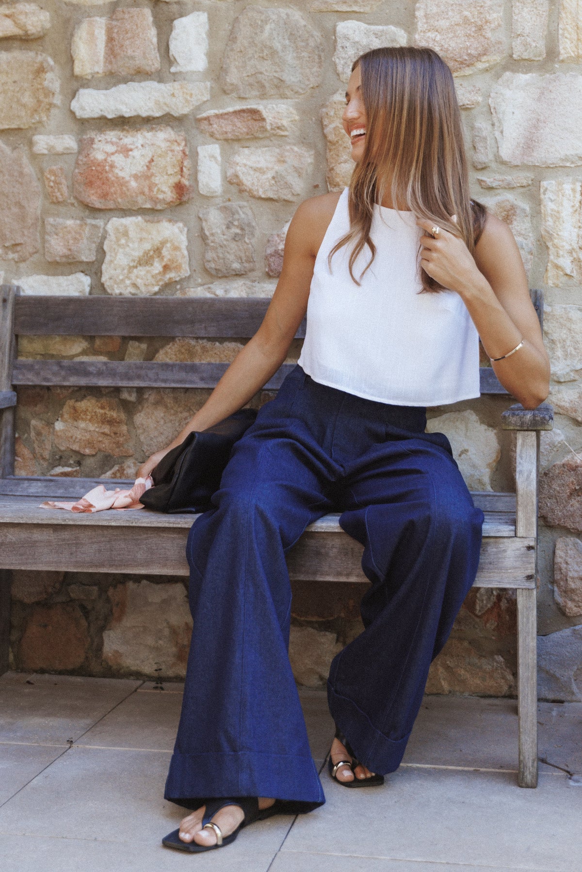 Madison Linen Cropped Tank in White – view 1 of 8