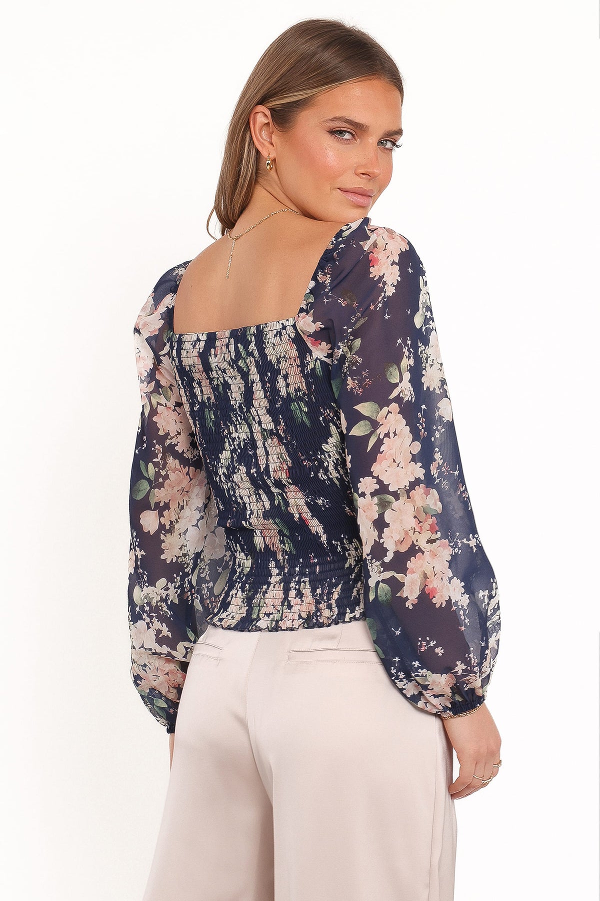 Maia Long Sleeve Top in Navy Floral – view 5 of 7