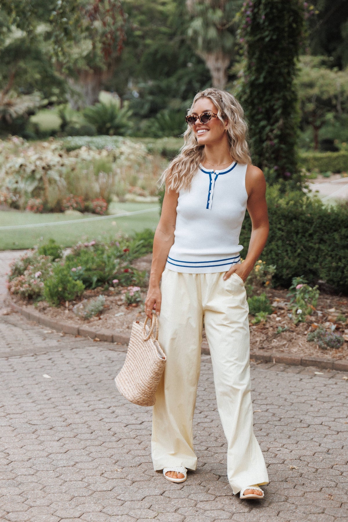Marion Henley Knitted Tank Top in White – view 8 of 8