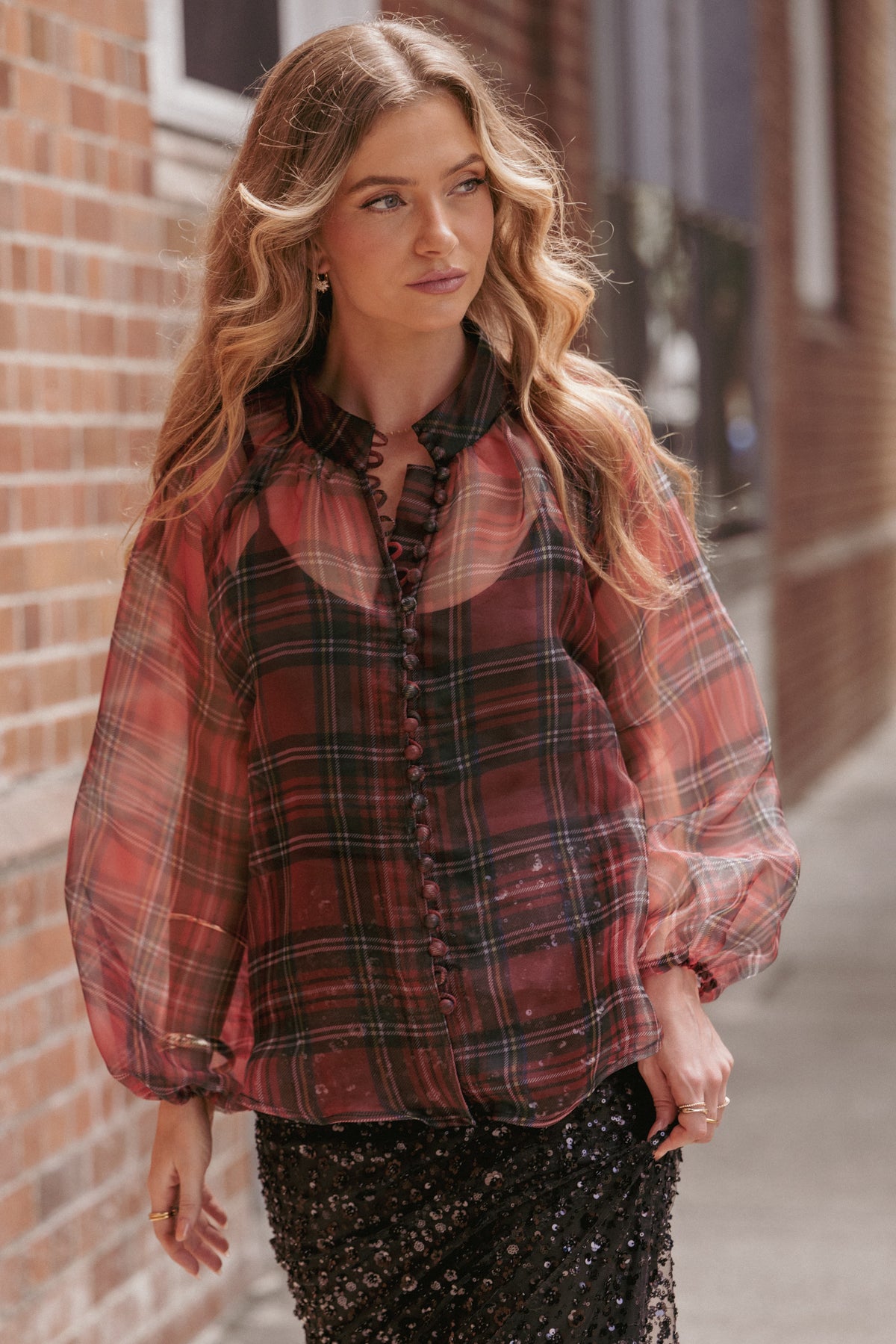 Marni Organza Top in Red Plaid – view 8 of 8