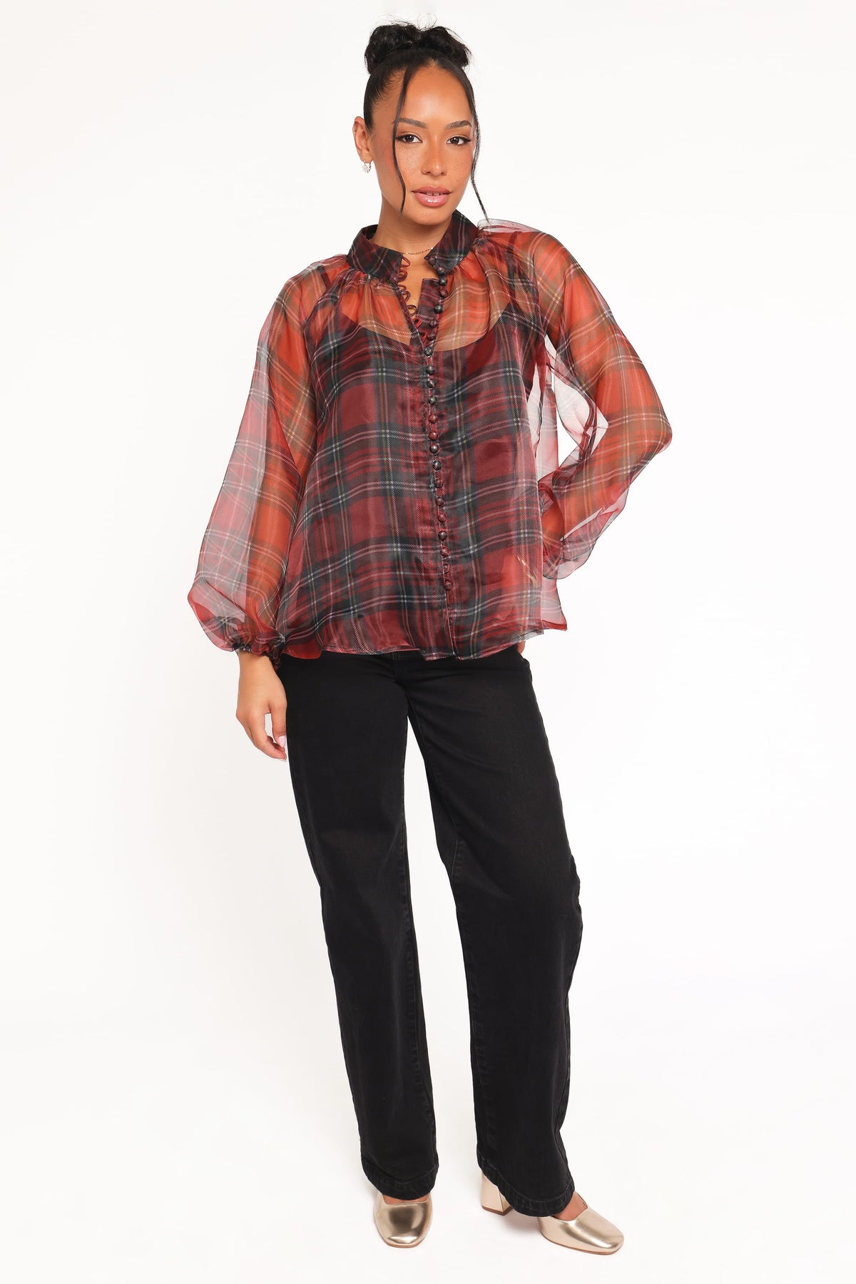Marni Organza Top in Red Plaid – view 6 of 8