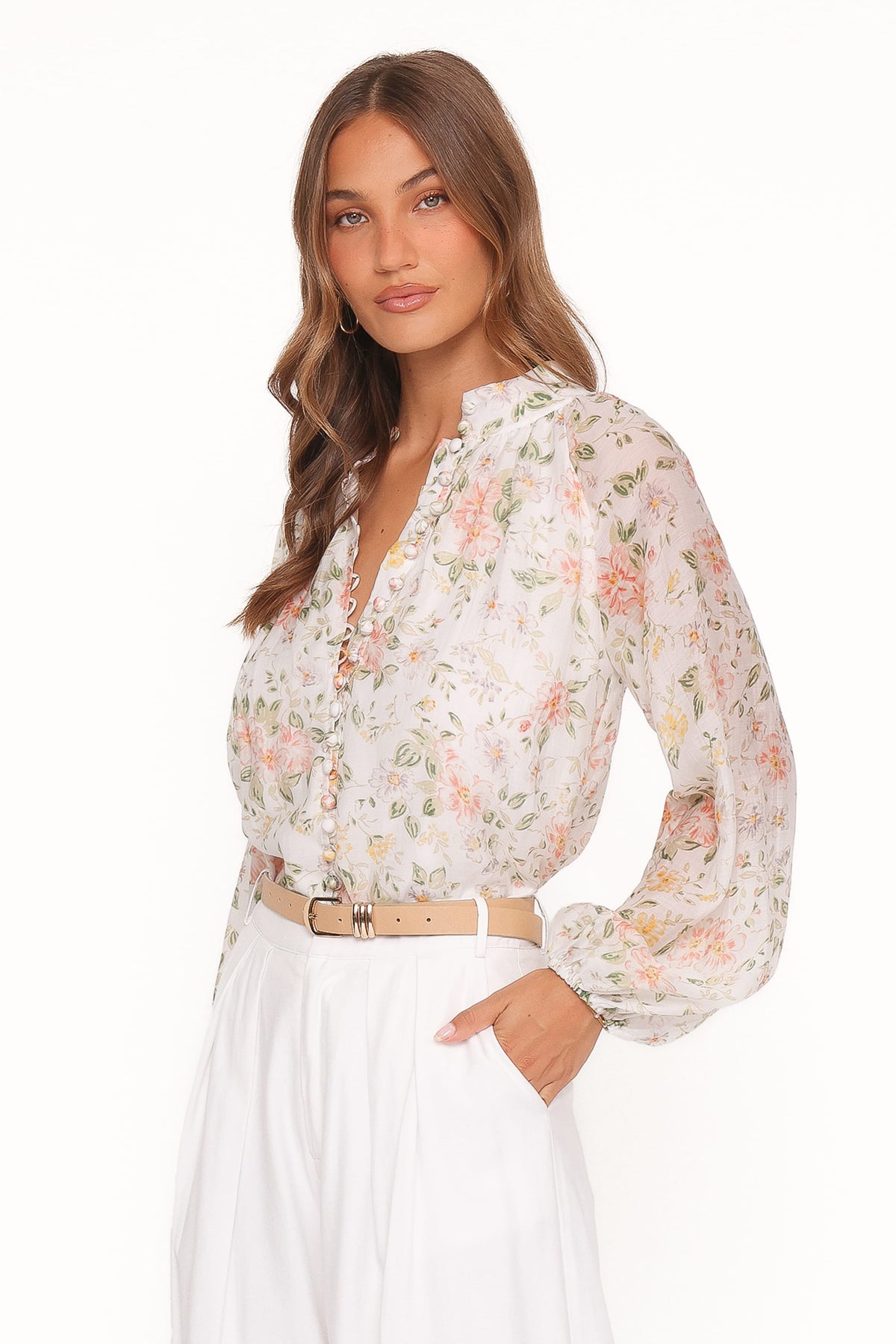 Marni Top in White Multi Floral – view 4 of 9
