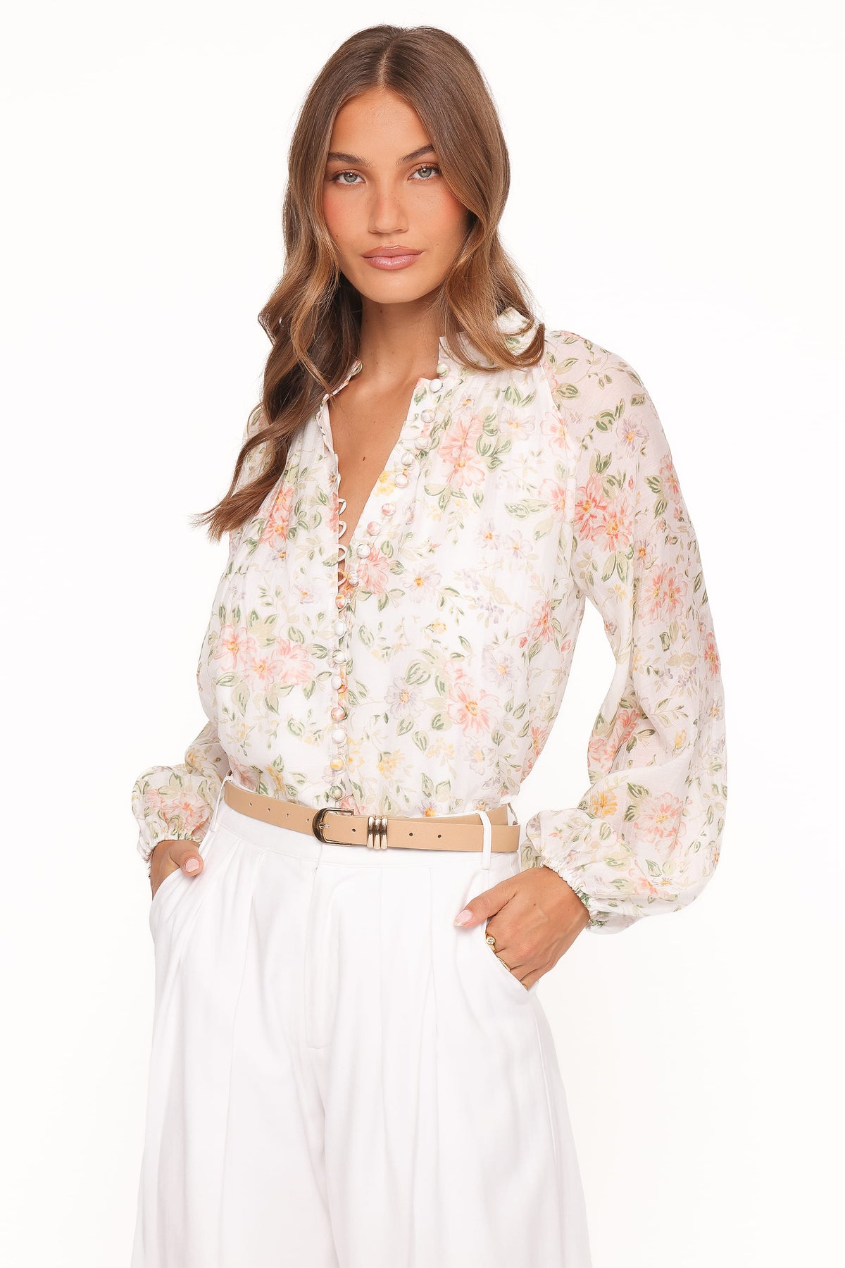 Marni Top in White Multi Floral – view 2 of 9
