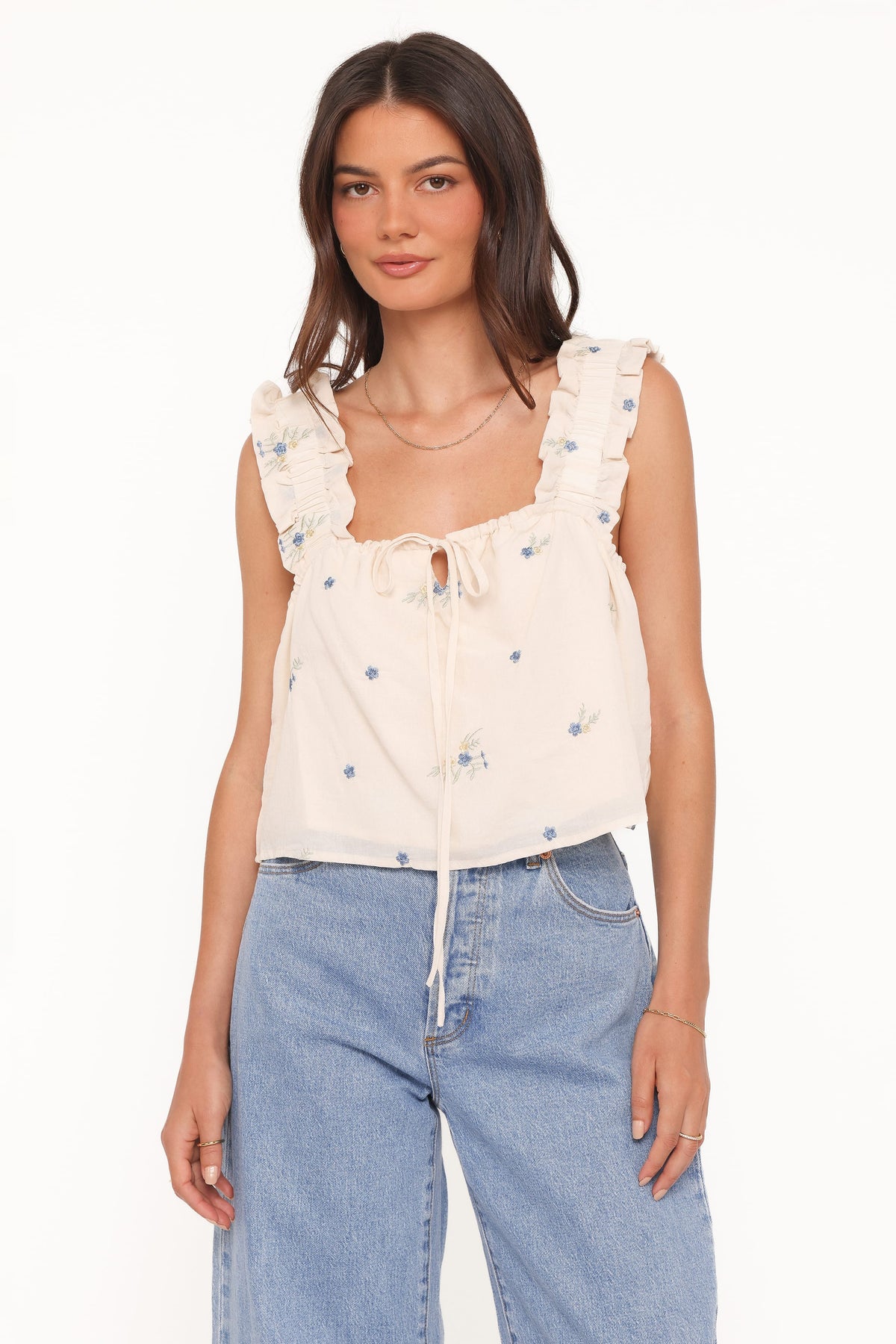 Marnie Top in Ivory Blue Floral – view 5 of 6