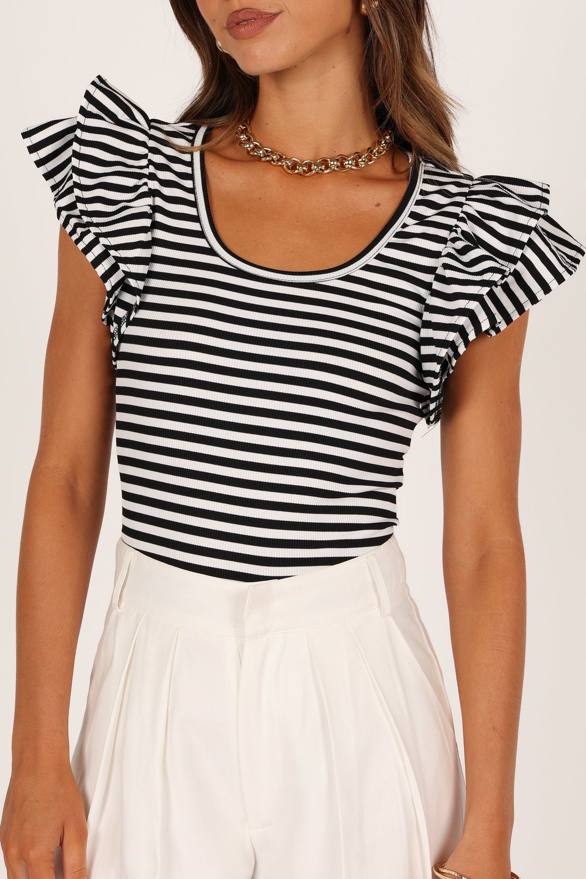 Martina Ribbed Top in Black Stripe – view 4 of 9