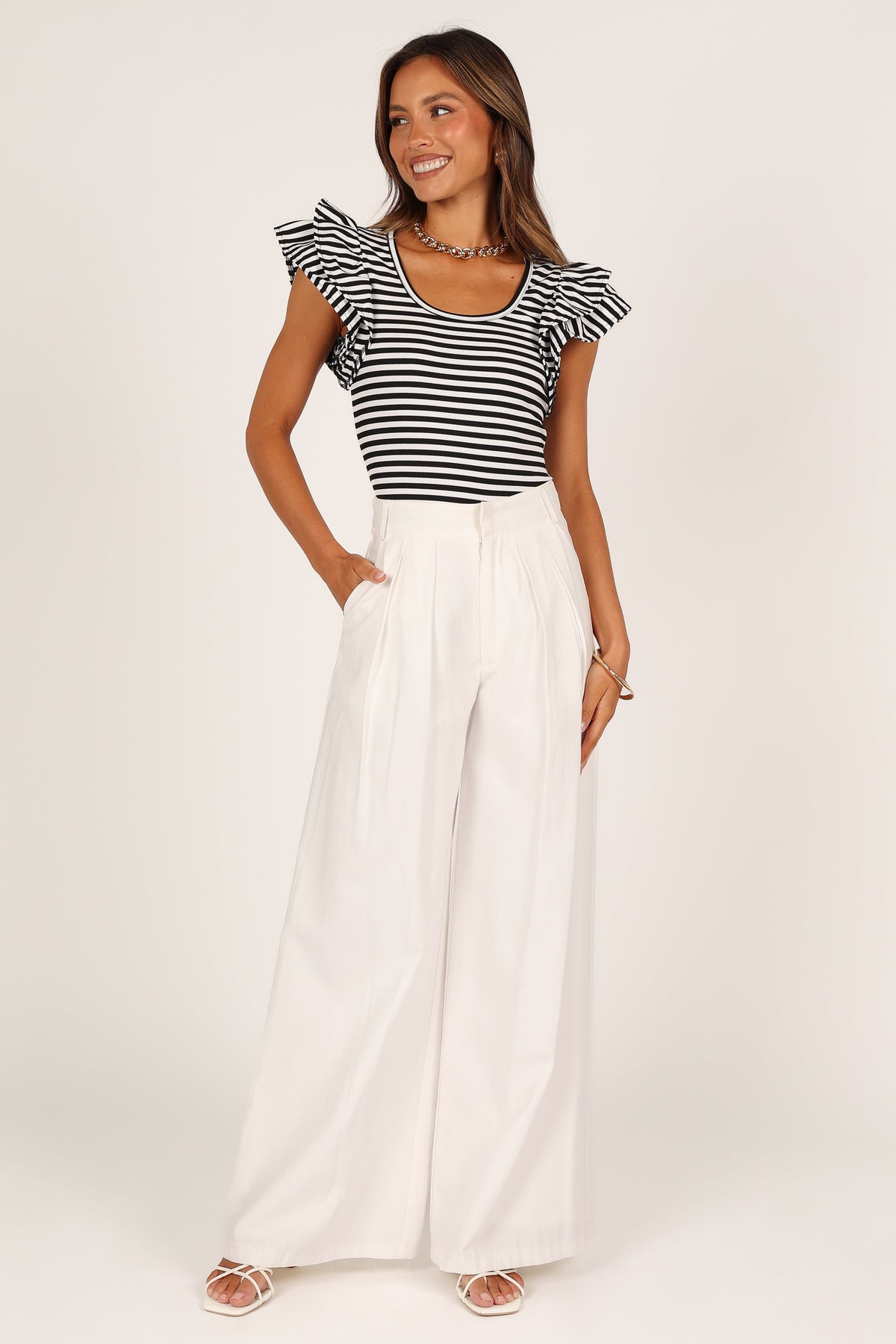 Martina Ribbed Top in Black Stripe – view 5 of 9