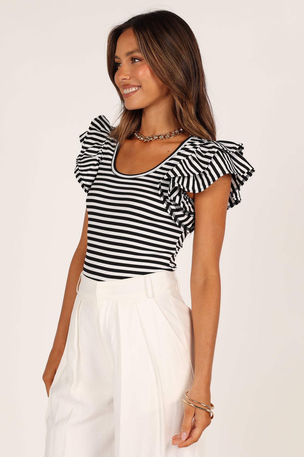 Martina Ribbed Top in Black Stripe – view 6 of 9