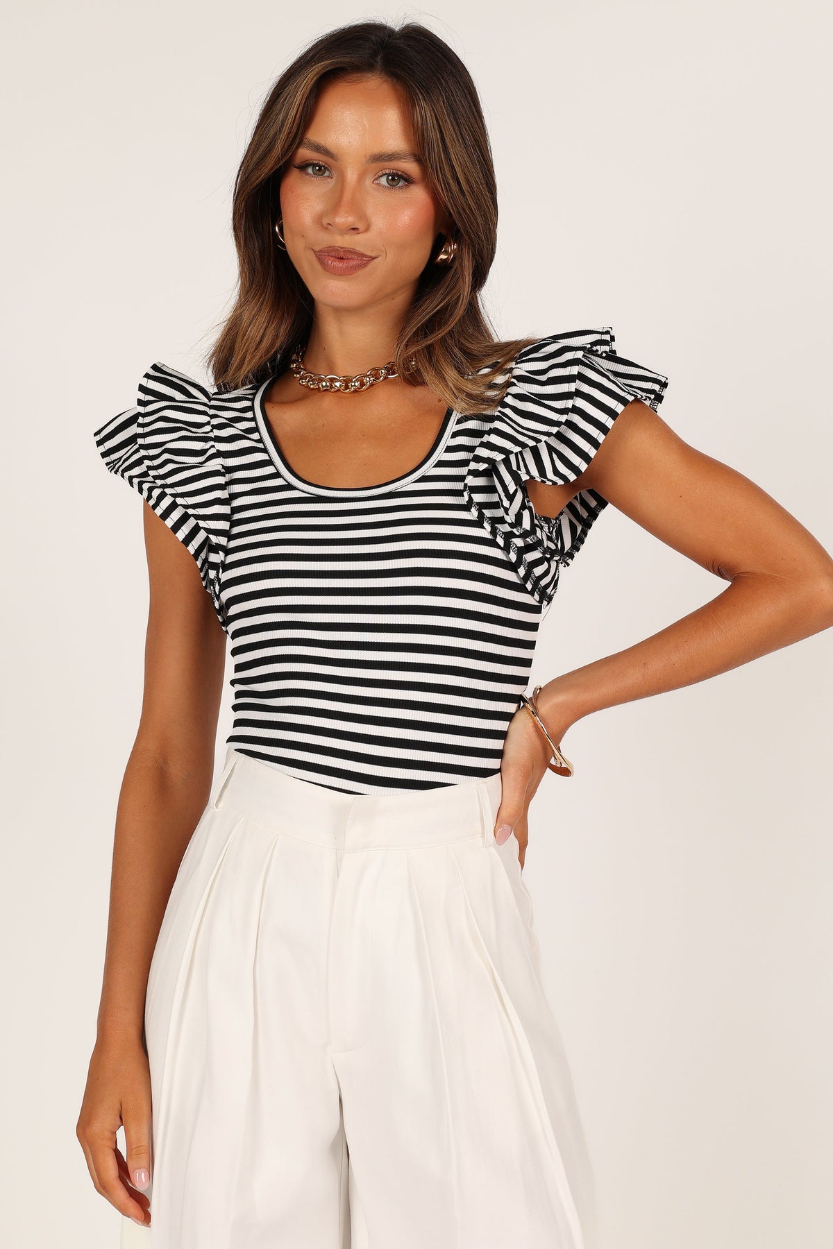Martina Ribbed Top in Black Stripe – view 9 of 9