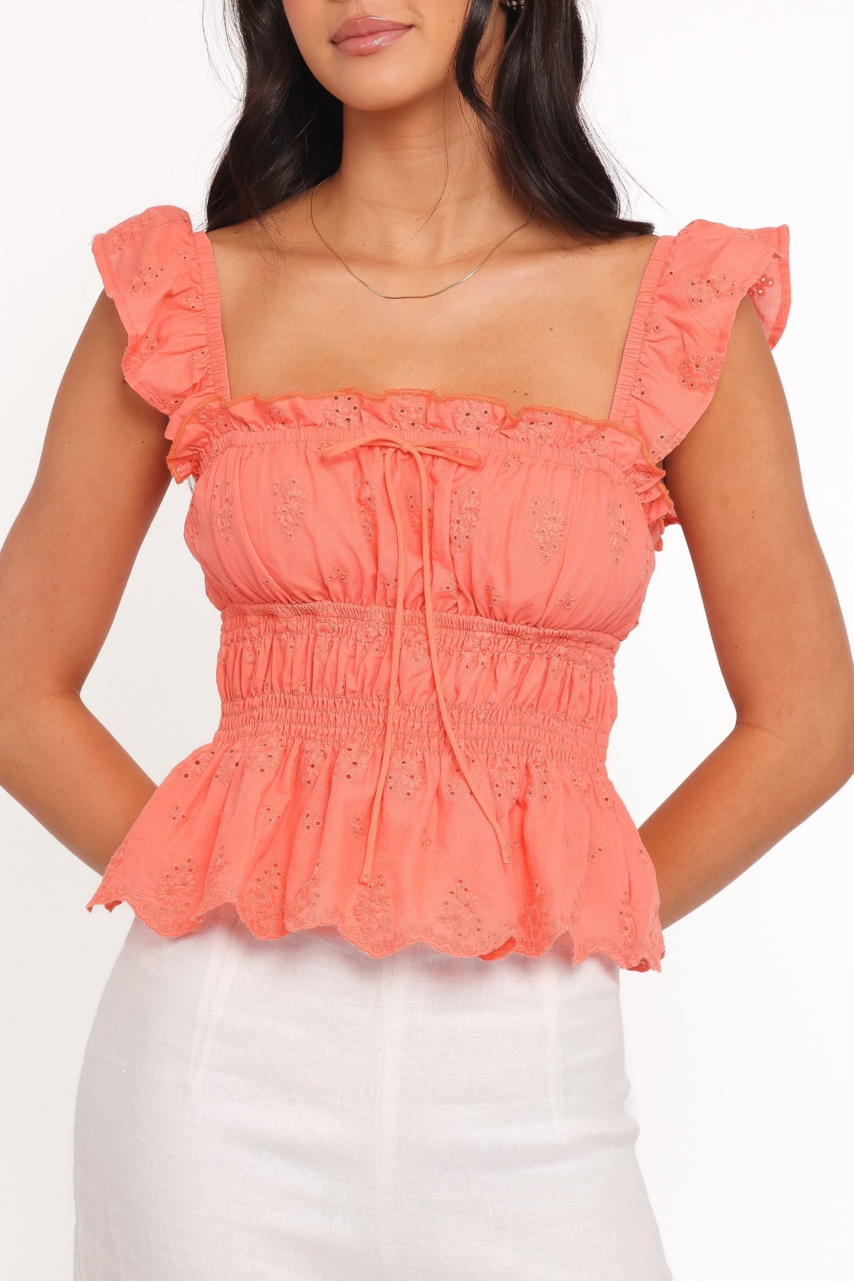 Melissa Peplum Top in Coral – view 3 of 8