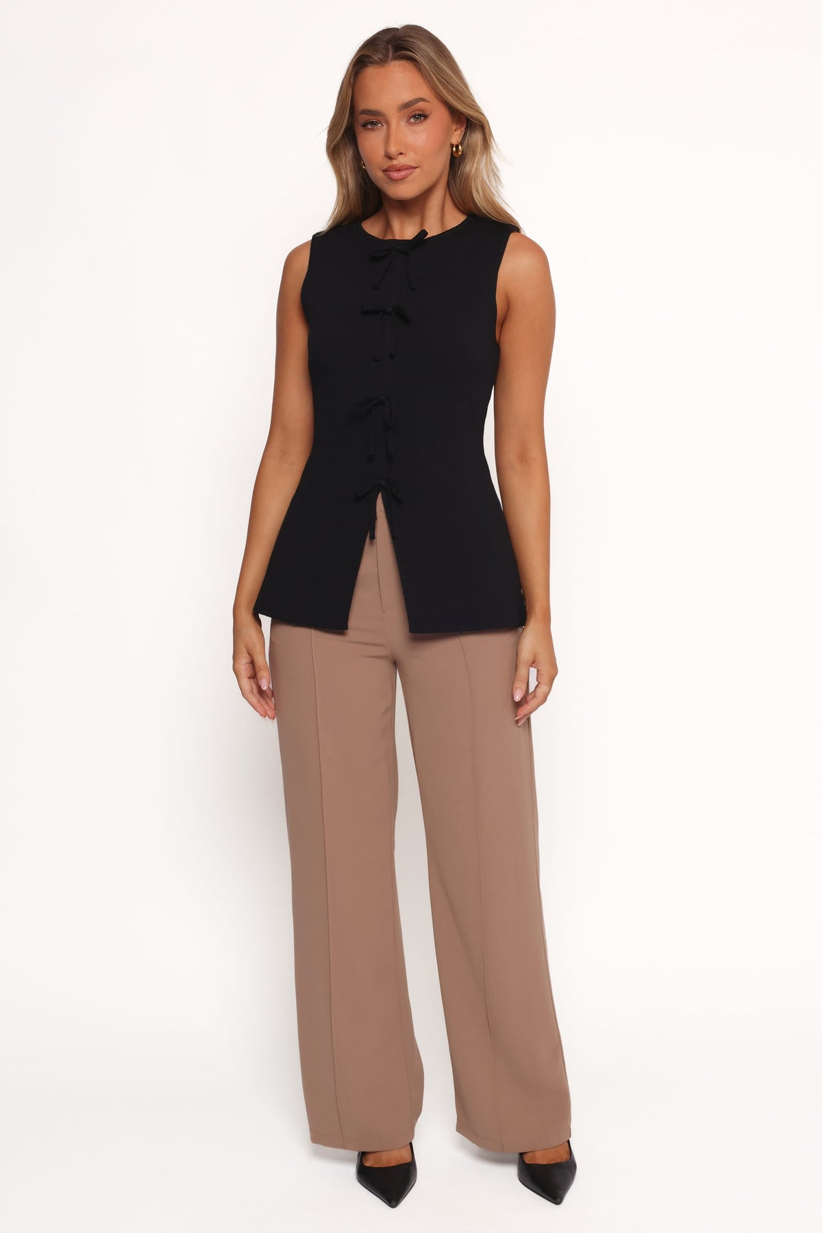 Milani Bow Knitted Top in Black – view 1 of 7