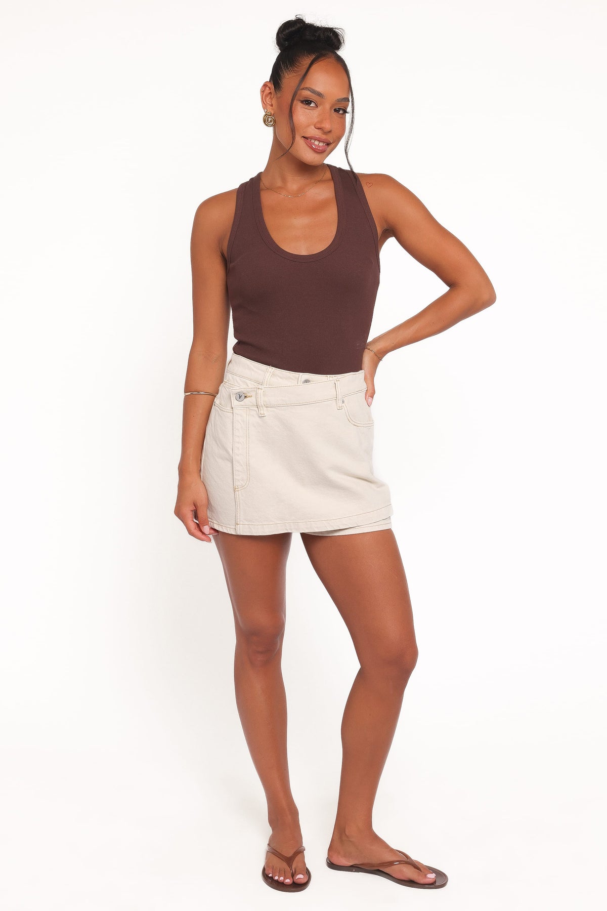 Miles Racerback Rib Knit Tank Top in Espresso – view 6 of 7