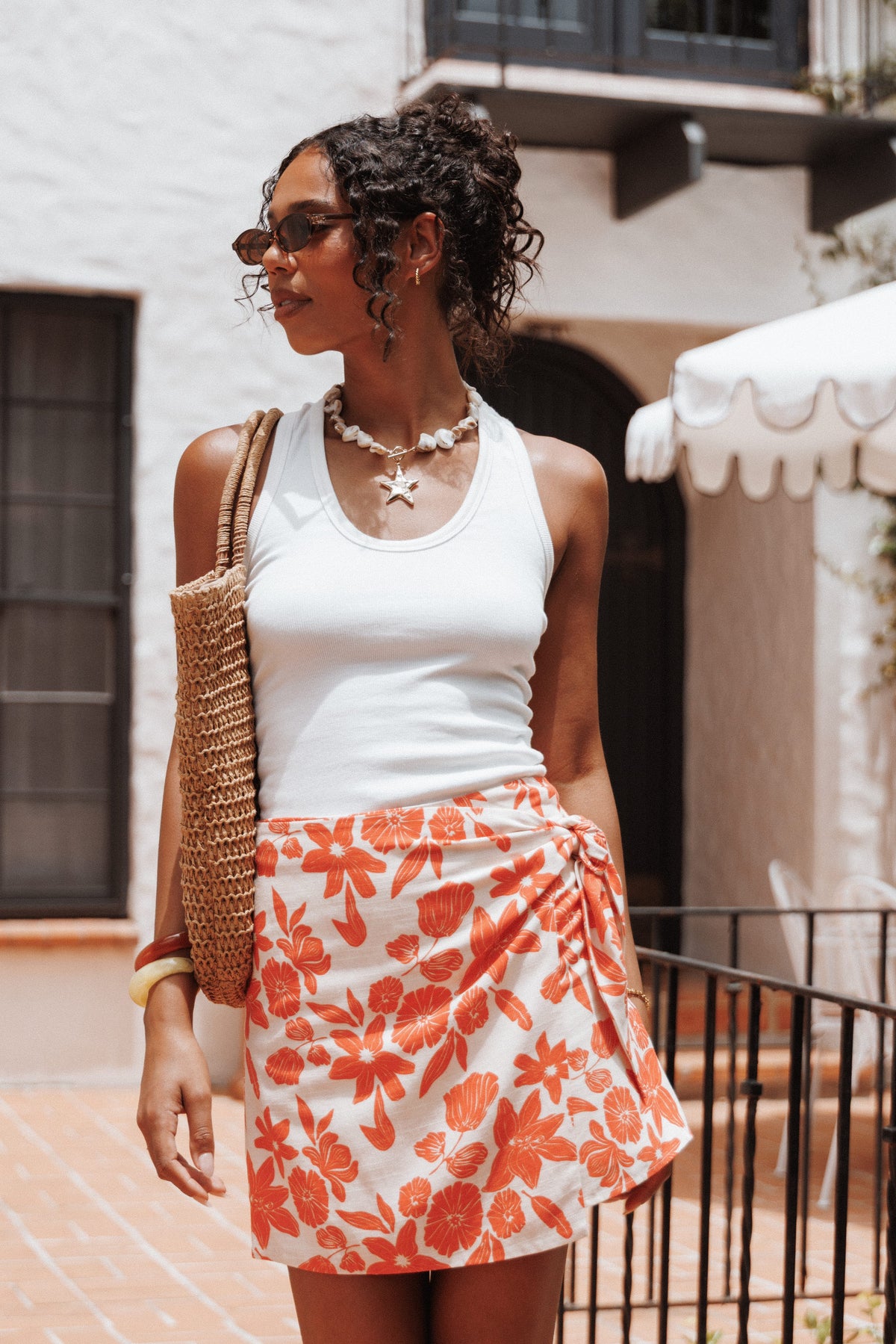 Miles Racerback Rib Knit Tank Top in White – view 1 of 8