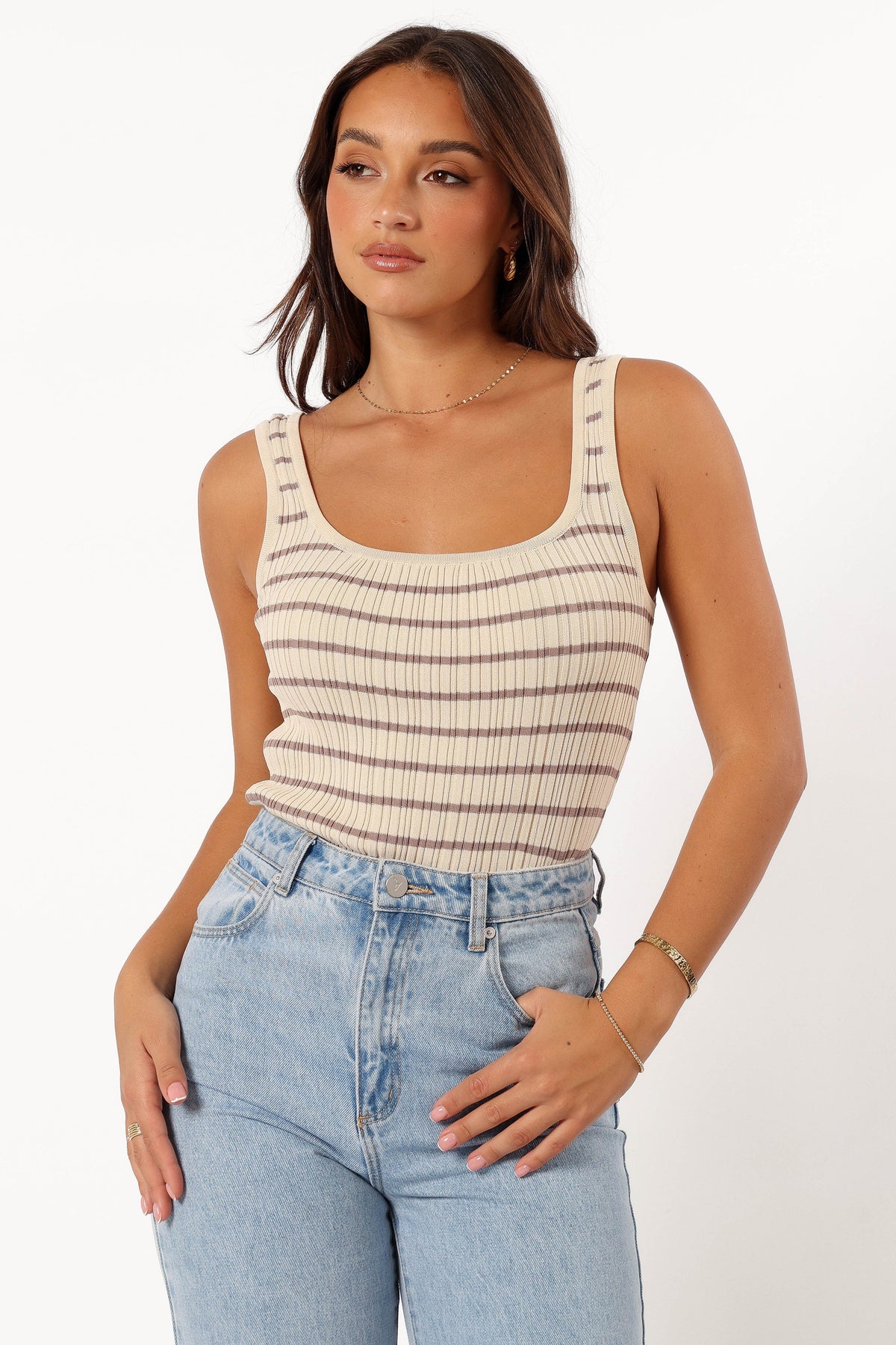 Milla Knit Top in Cream Mocha – view 3 of 10