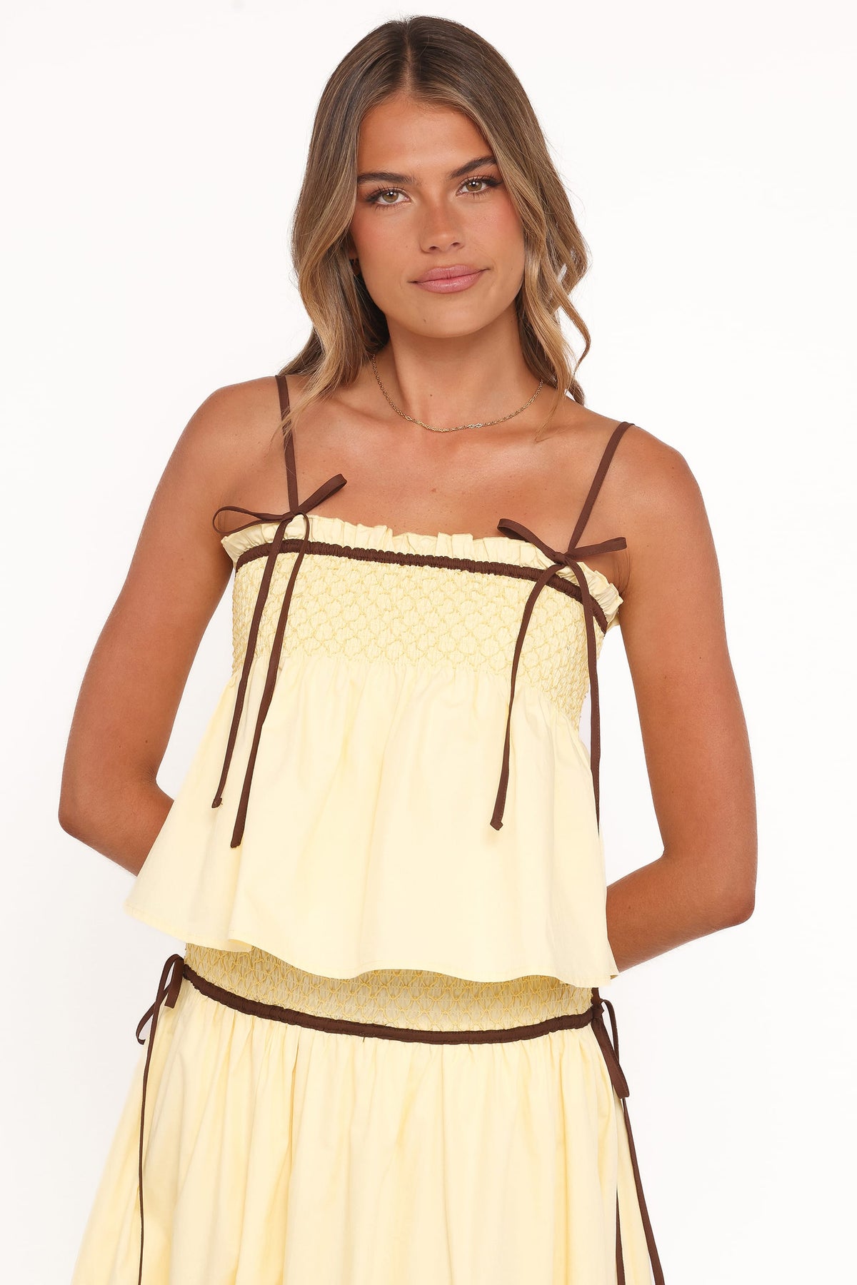Mireille Baby Doll Top in Lemon – view 2 of 9