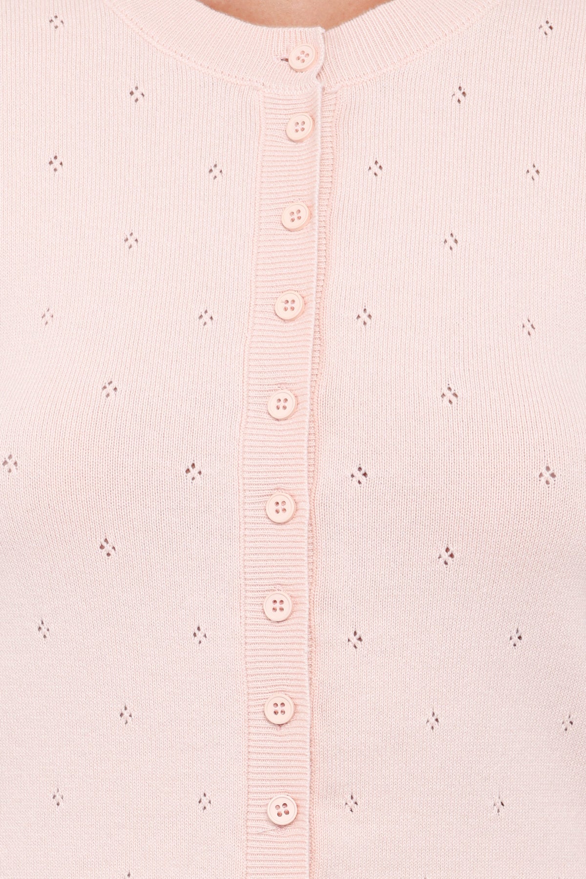 Monae Pointelle Button Up Top in Pink – view 6 of 7