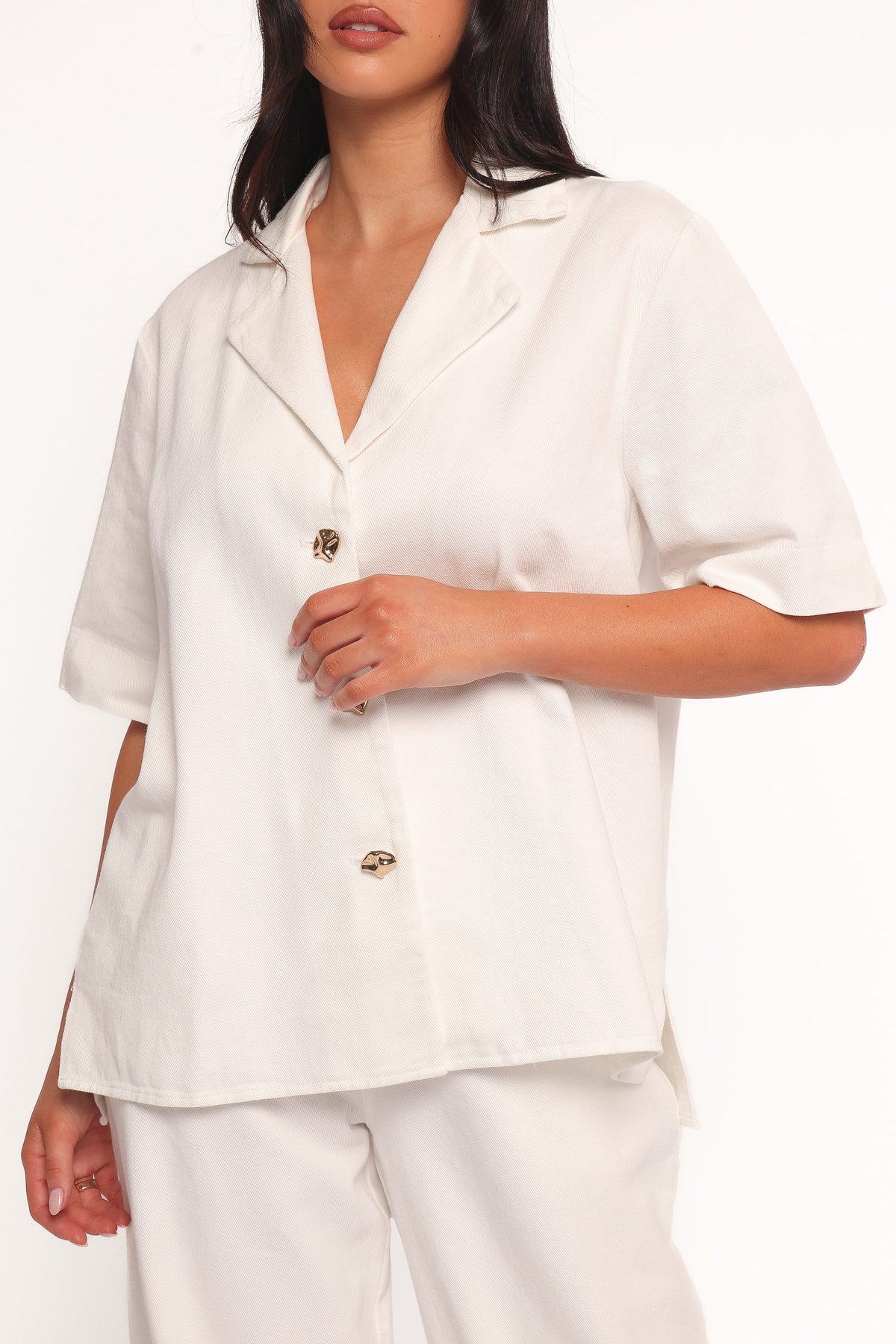 Odelia Denim Shirt in Off White – view 6 of 7