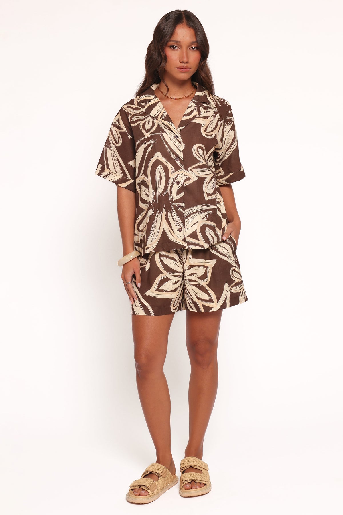 Pacifica Button Up Shirt in Chocolate Floral – view 5 of 6