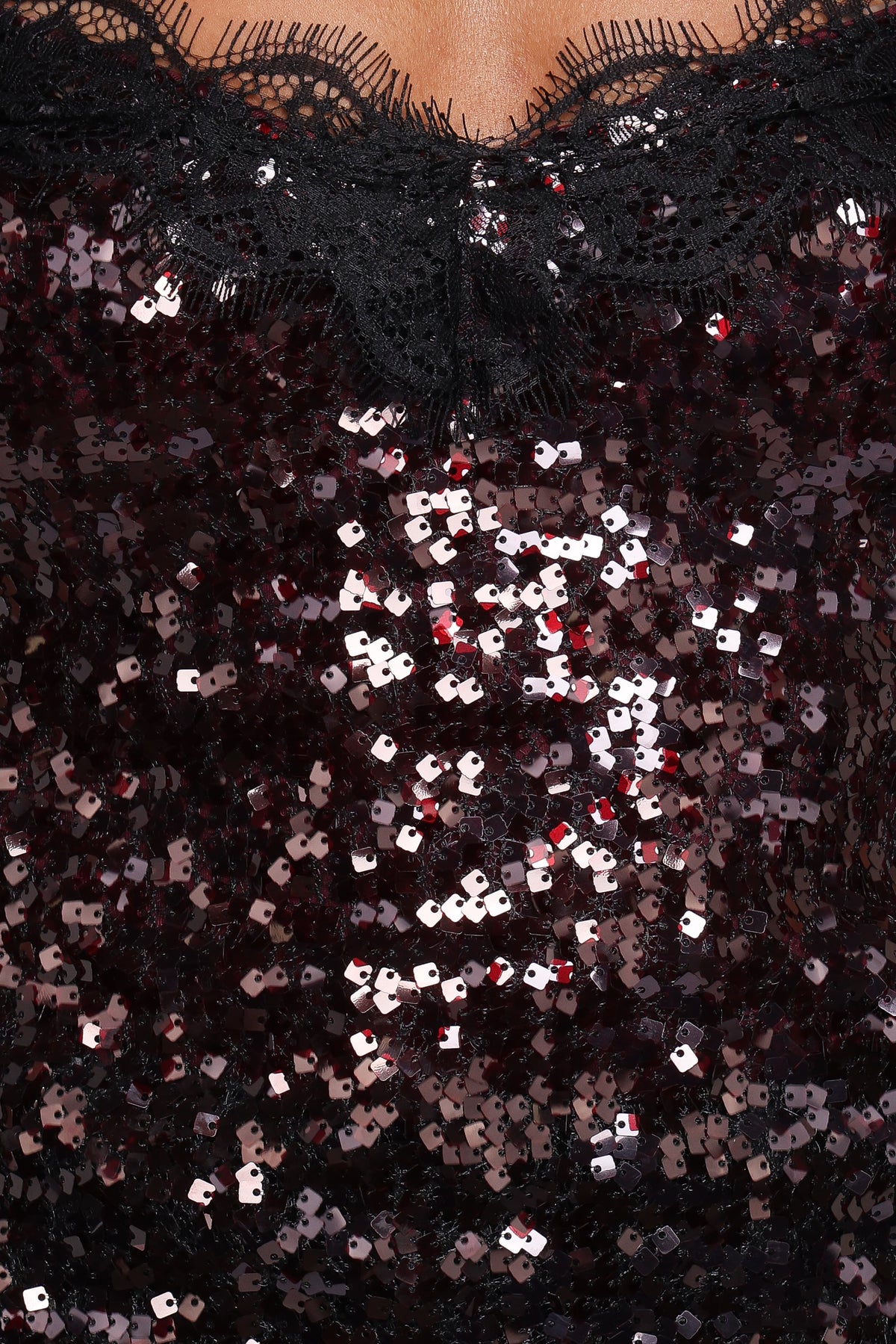 Pixie Lace And Sequins Cami in Burgundy – view 7 of 7