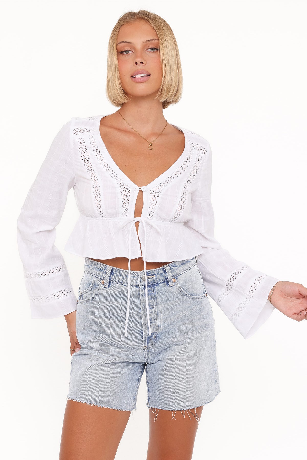 Reed Long Sleeve Top in White – view 1 of 6