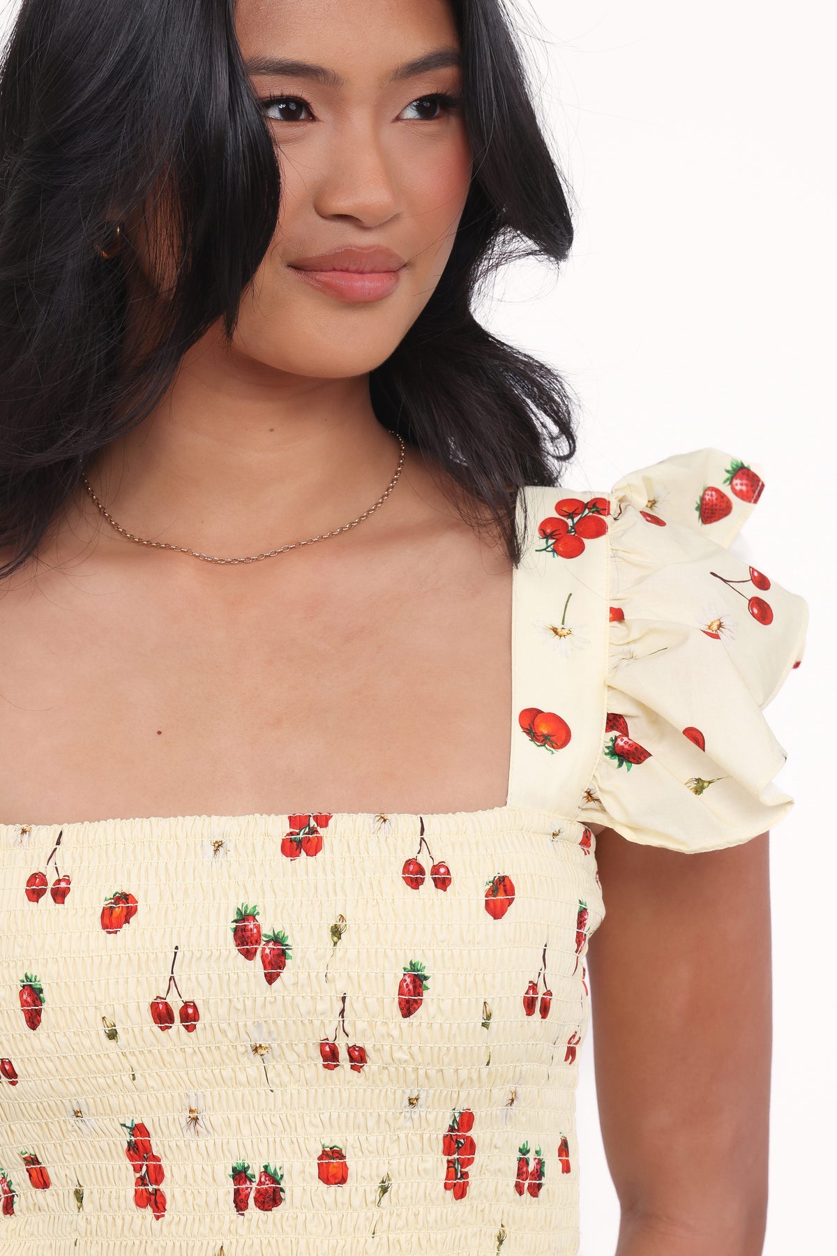 Remira Smocked Ruffle Top in Yellow Cherry – view 2 of 7