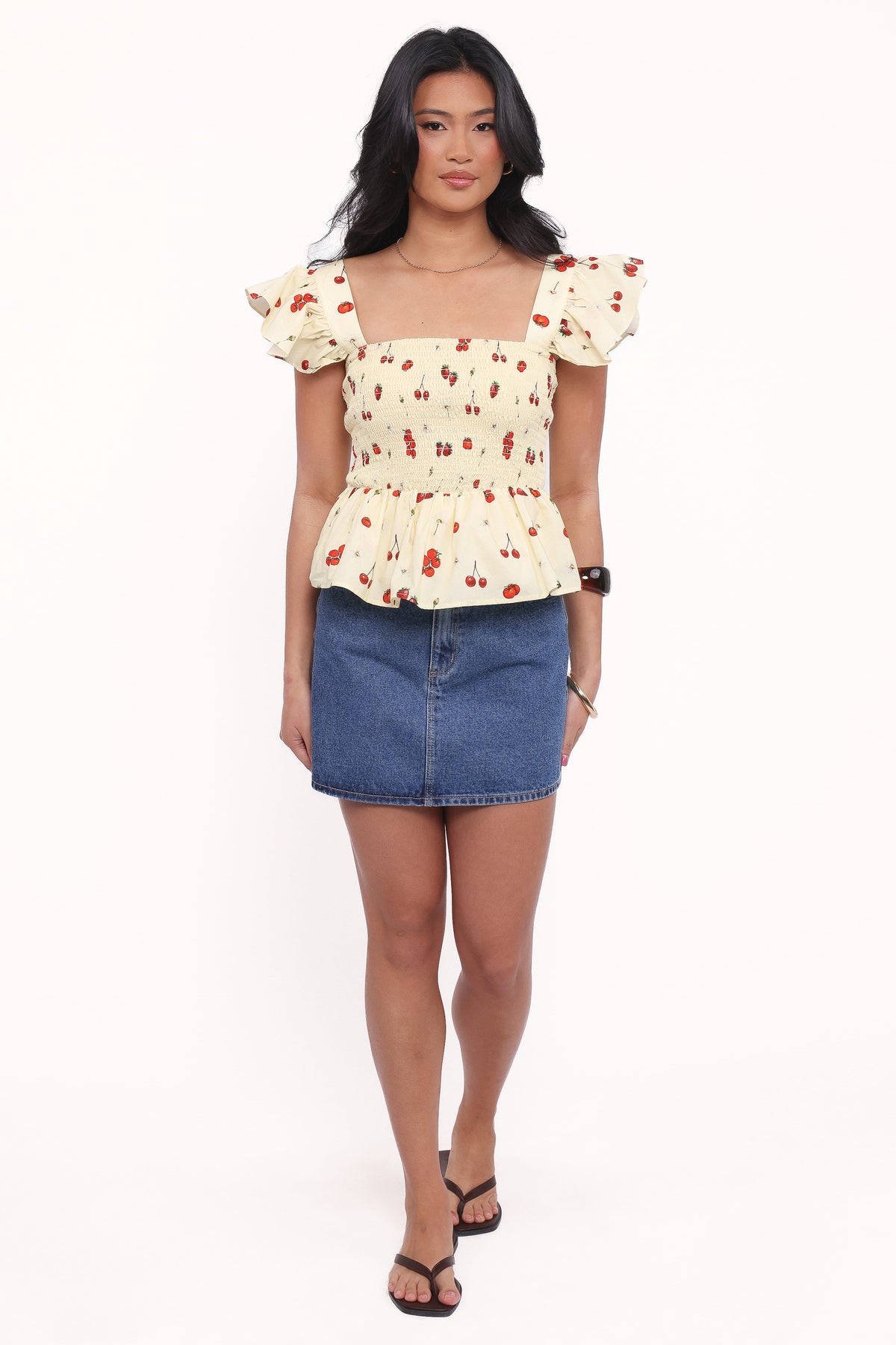 Remira Smocked Ruffle Top in Yellow Cherry – view 5 of 7