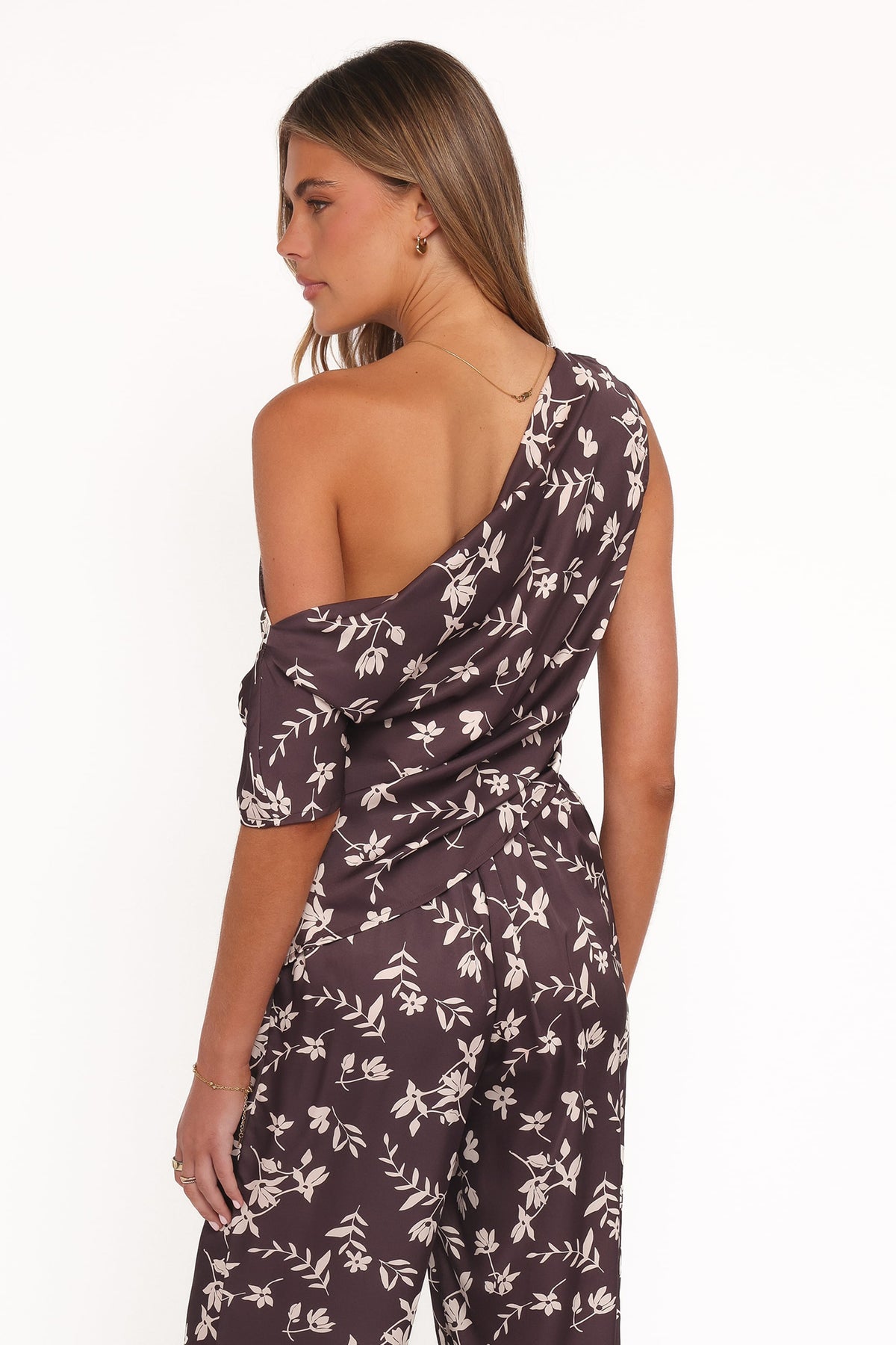 Romola Off Shoulder Top in Brown Cream Floral – view 4 of 8