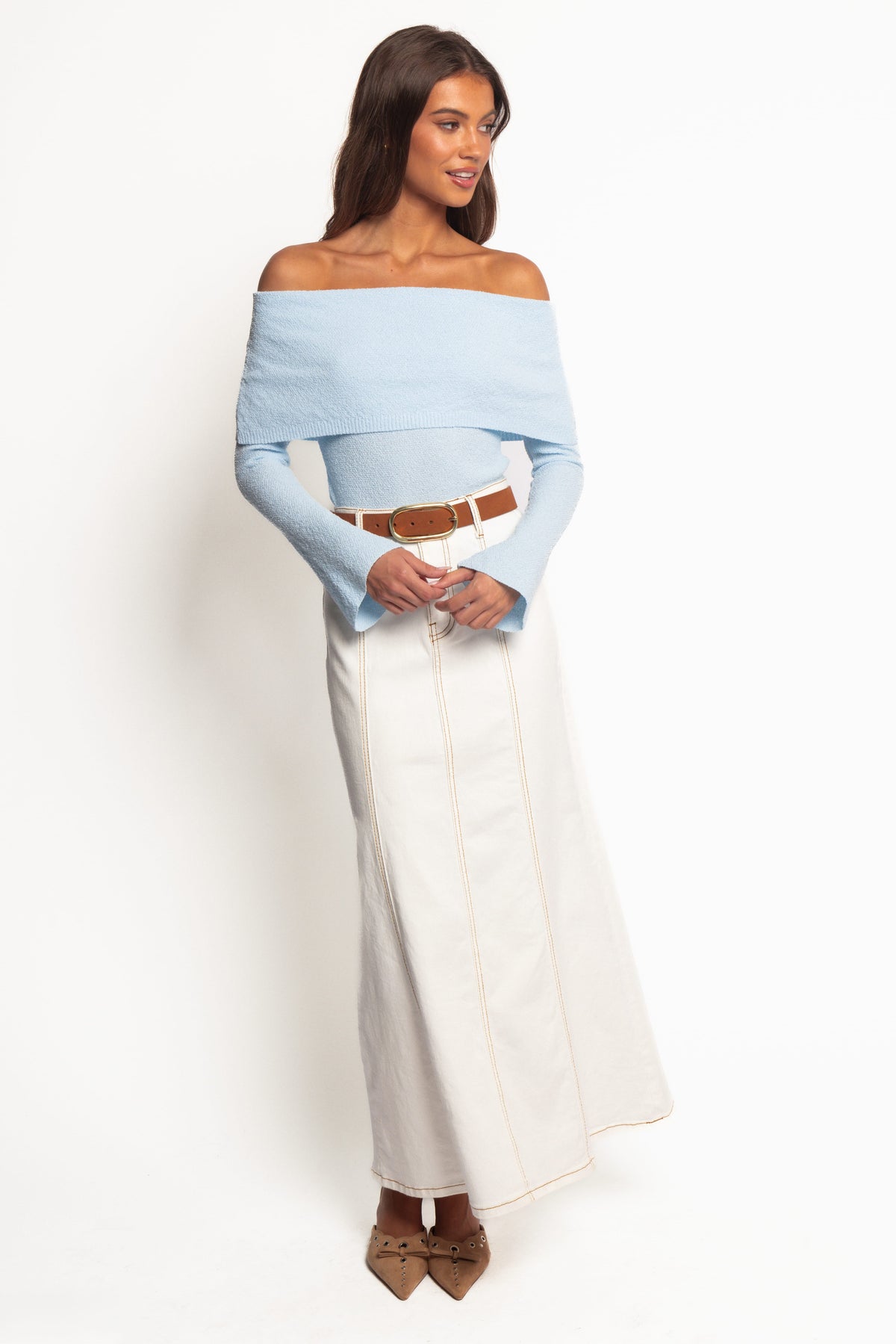 Rory Off Shoulder Top in Pale Blue – view 5 of 6