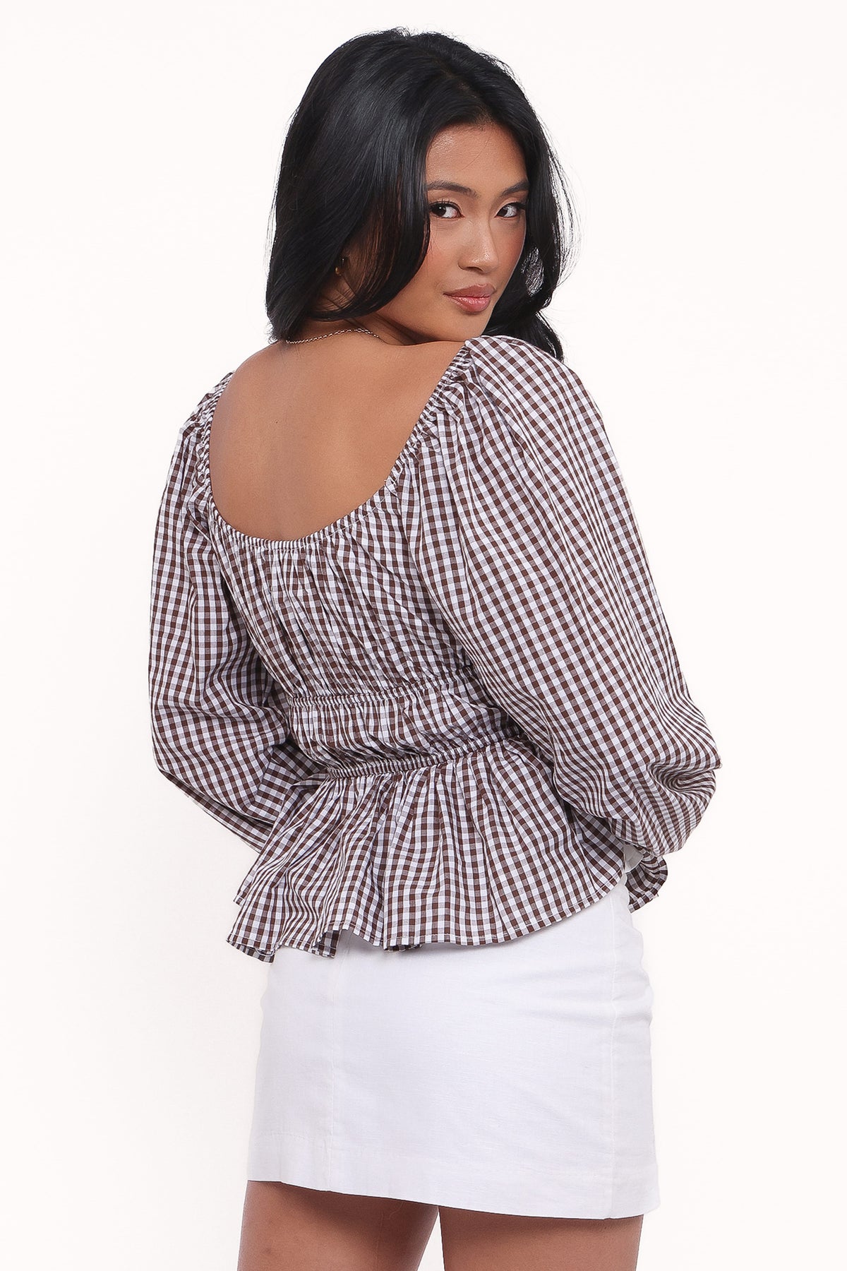 Saphia Top in Brown Gingham – view 5 of 7