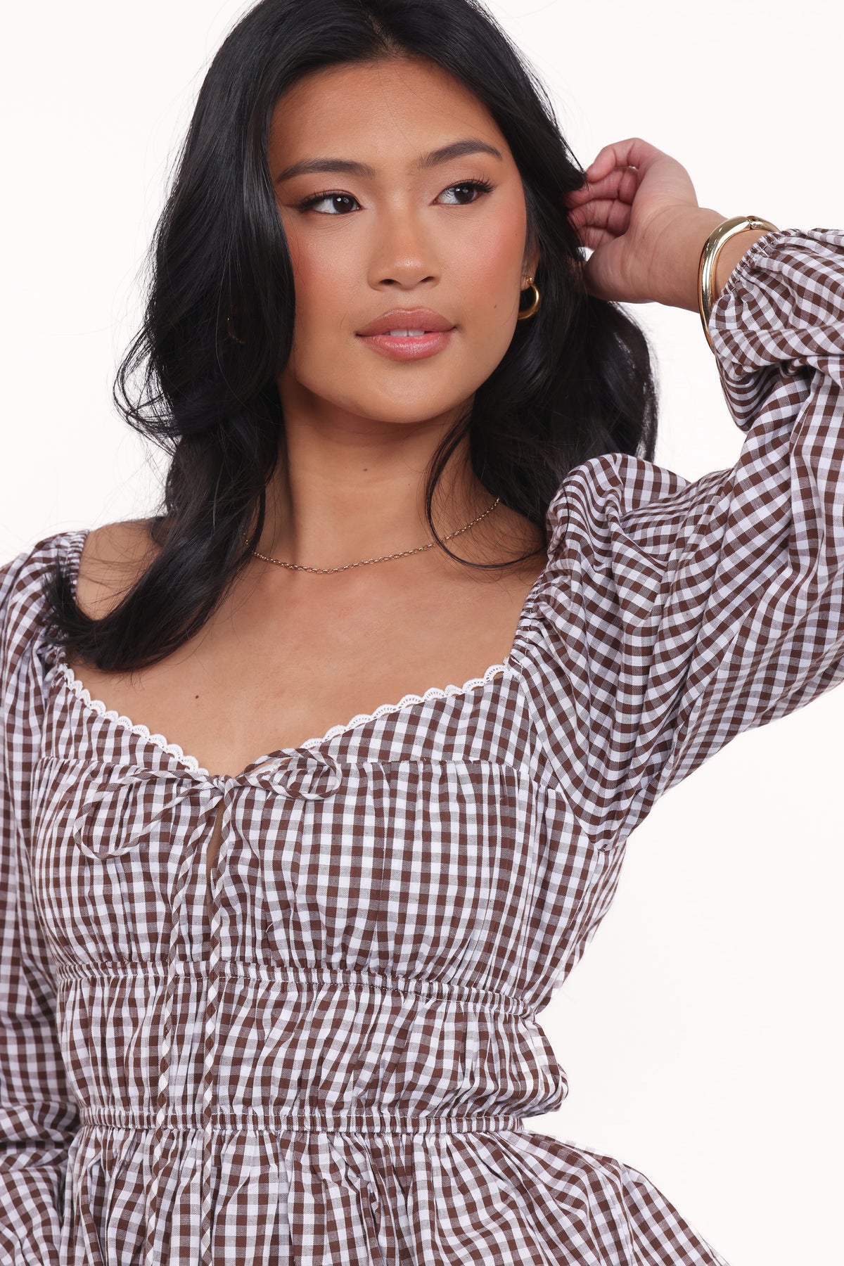 Saphia Top in Brown Gingham – view 3 of 7
