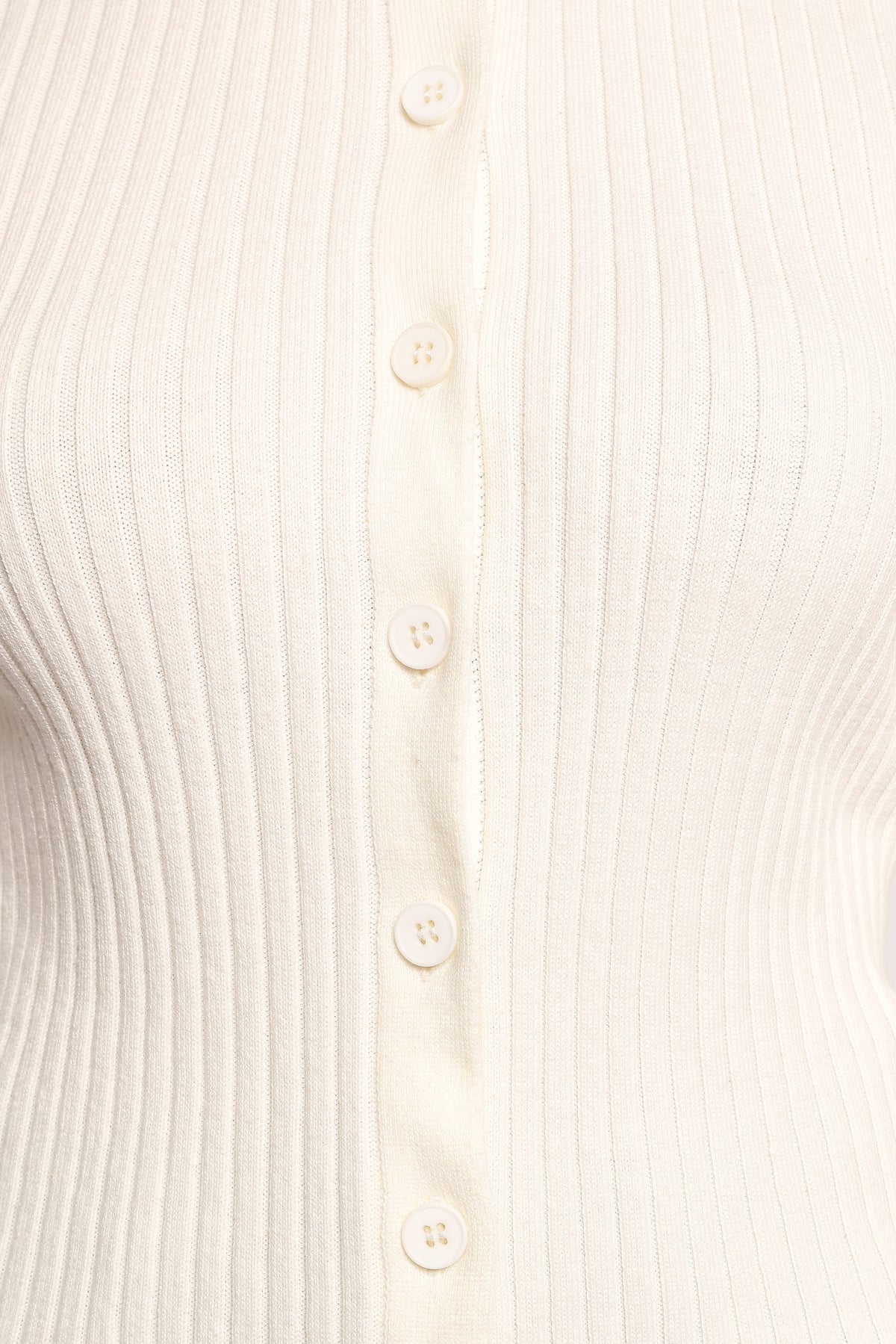 Searie Ribbed Cardigan Top in Cream – view 7 of 9