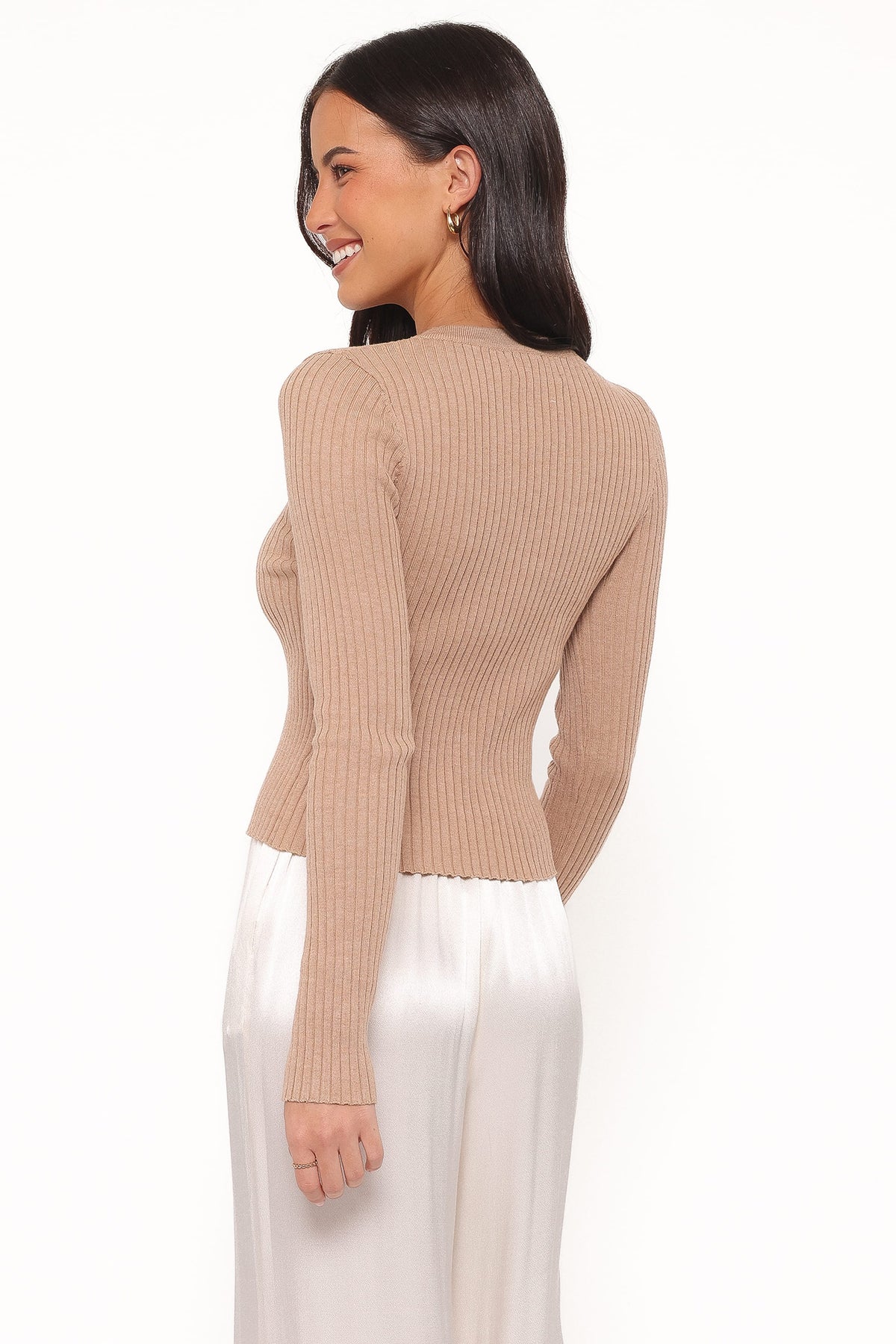 Searie Ribbed Cardigan Top in Warm Sand – view 5 of 7