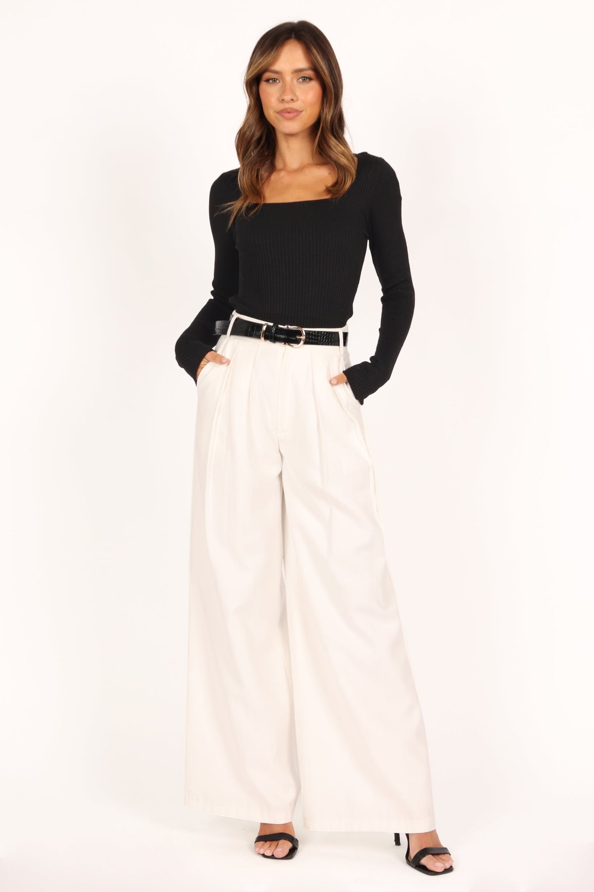 Shani Ribbed Knit Top in Black – view 3 of 7