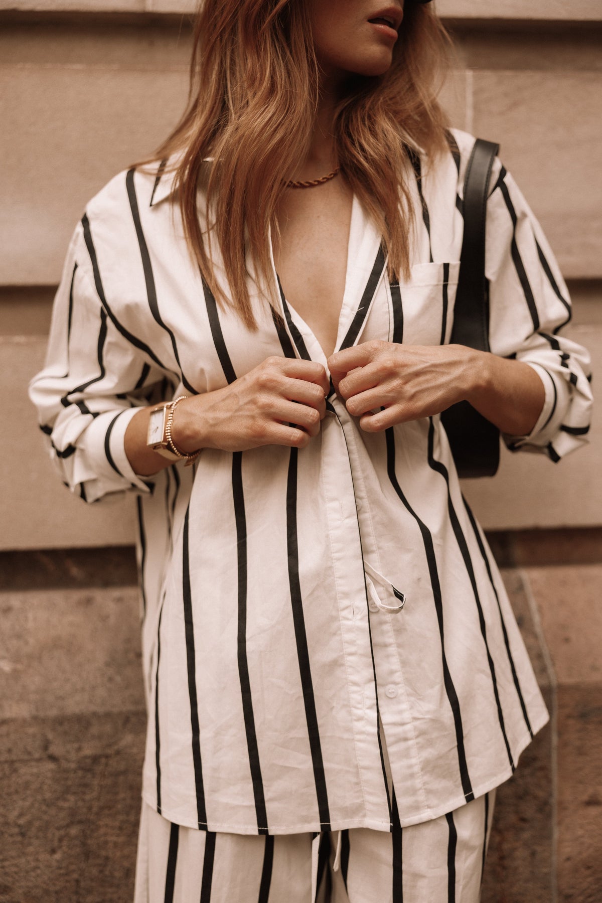 Silvia Button Down Shirt in Cream Stripe – view 2 of 10