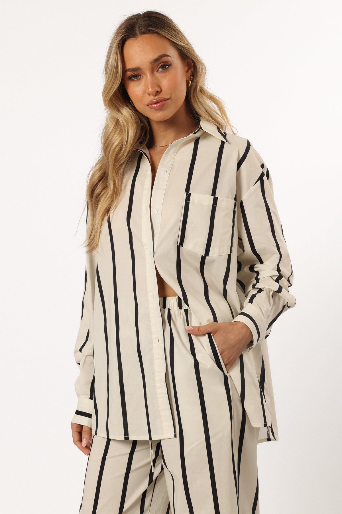 Silvia Button Down Shirt in Cream Stripe – view 6 of 10