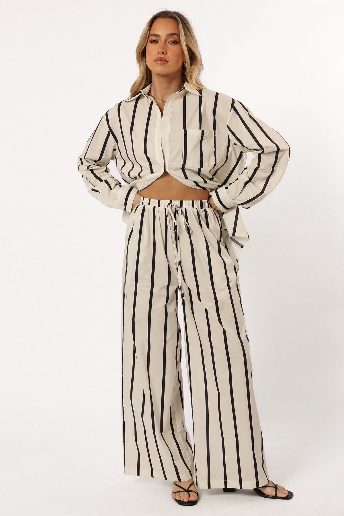 Silvia Button Down Shirt in Cream Stripe – view 8 of 10